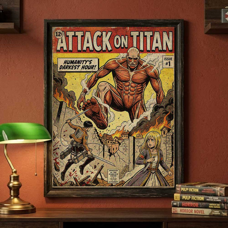 retro comic cover art themed anime poster designed by sukiprime