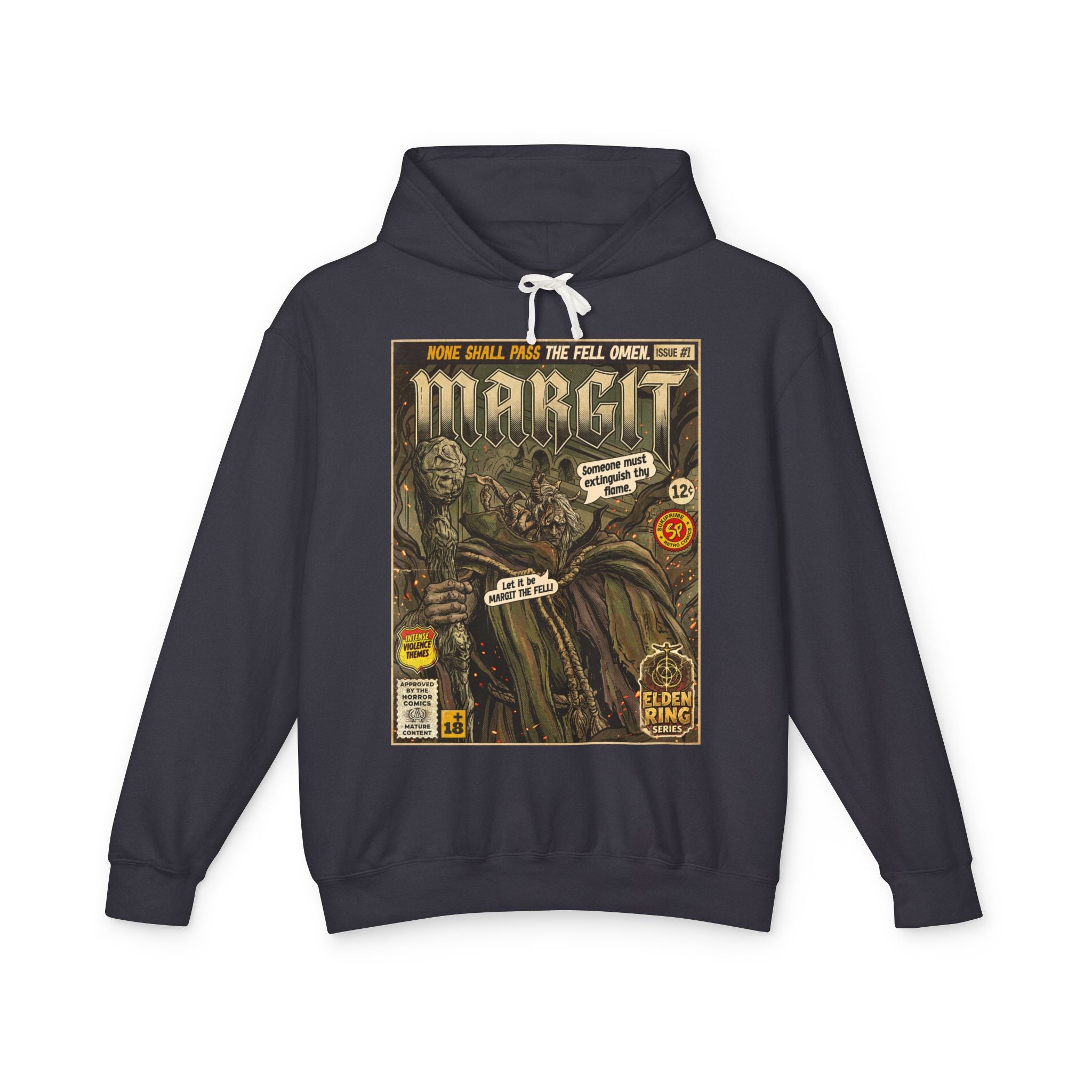 Black Margit Elden Ring Comic Art Hoodie by SukiPrime