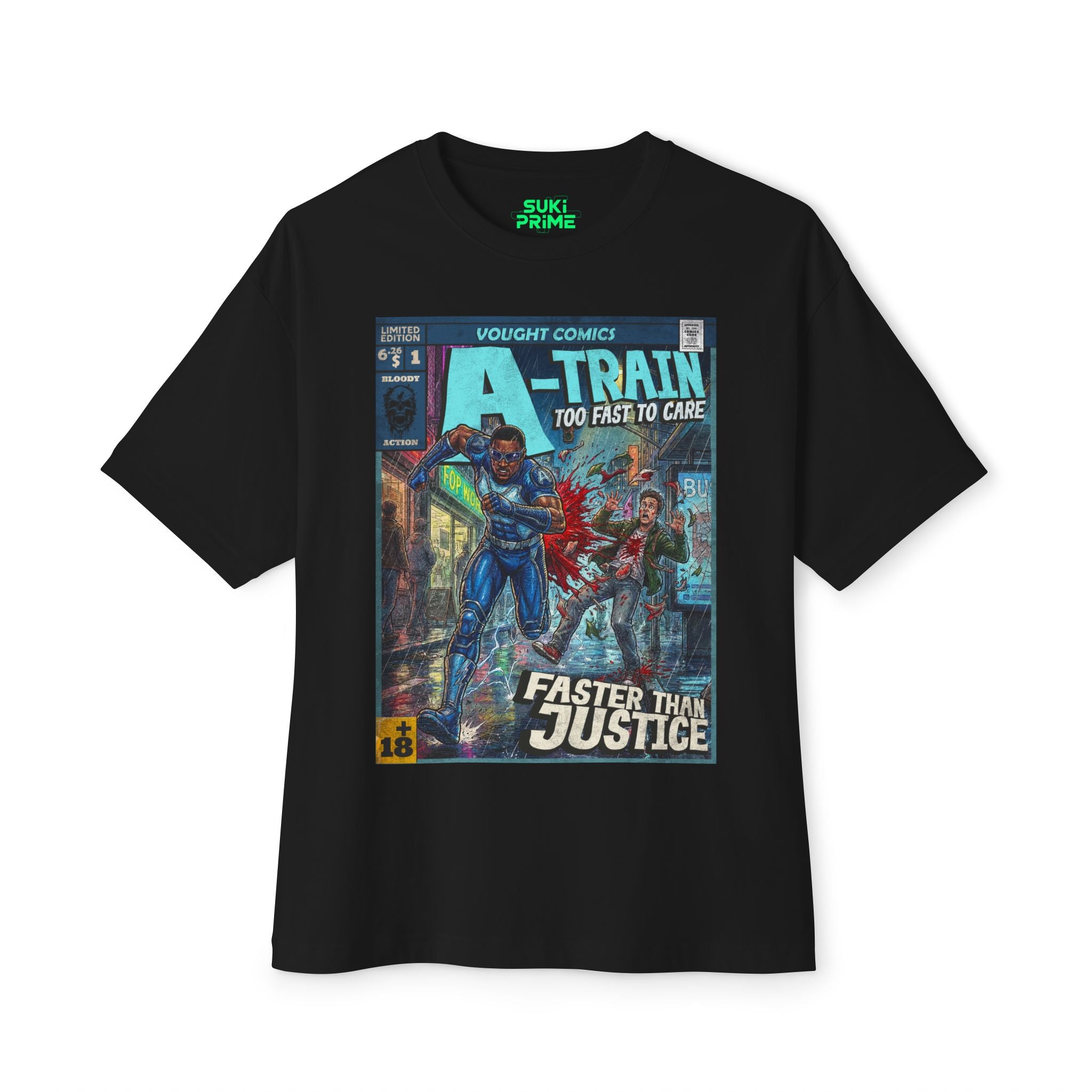 Shop Retro Vintage Comic Cover The Boys oversized unisex t‑shirt by SukiPrime. Exclusive TV-series inspired design with nostalgic comic-cover style.