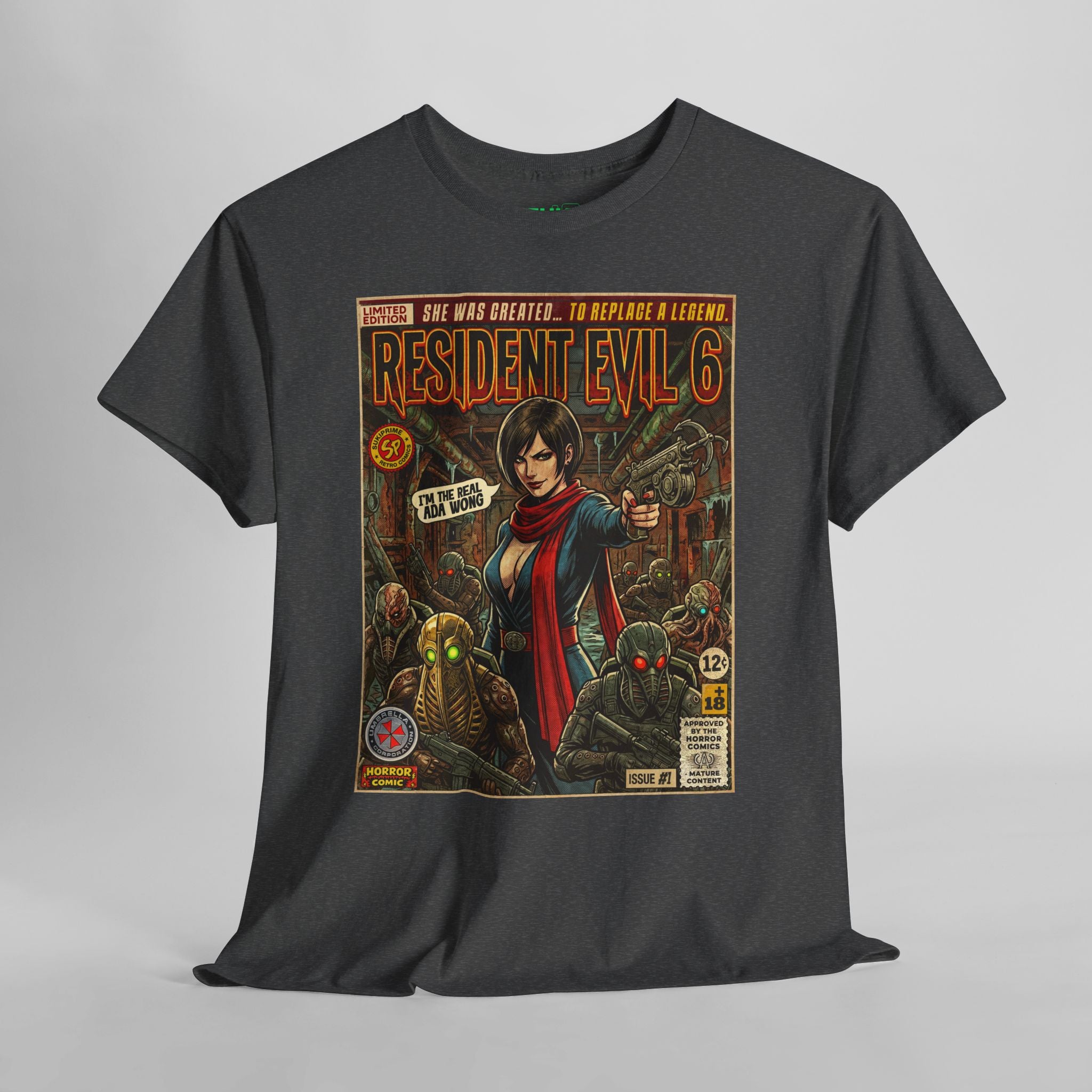 Dark heather Resident Evil 6 Comic Art T-Shirt by SukiPrime