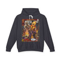 Black hoodie with 'Mortal Kombat' graphic design on a white background featuring retro vintage comic cover art gaming hoodie designed by SukiPrime
