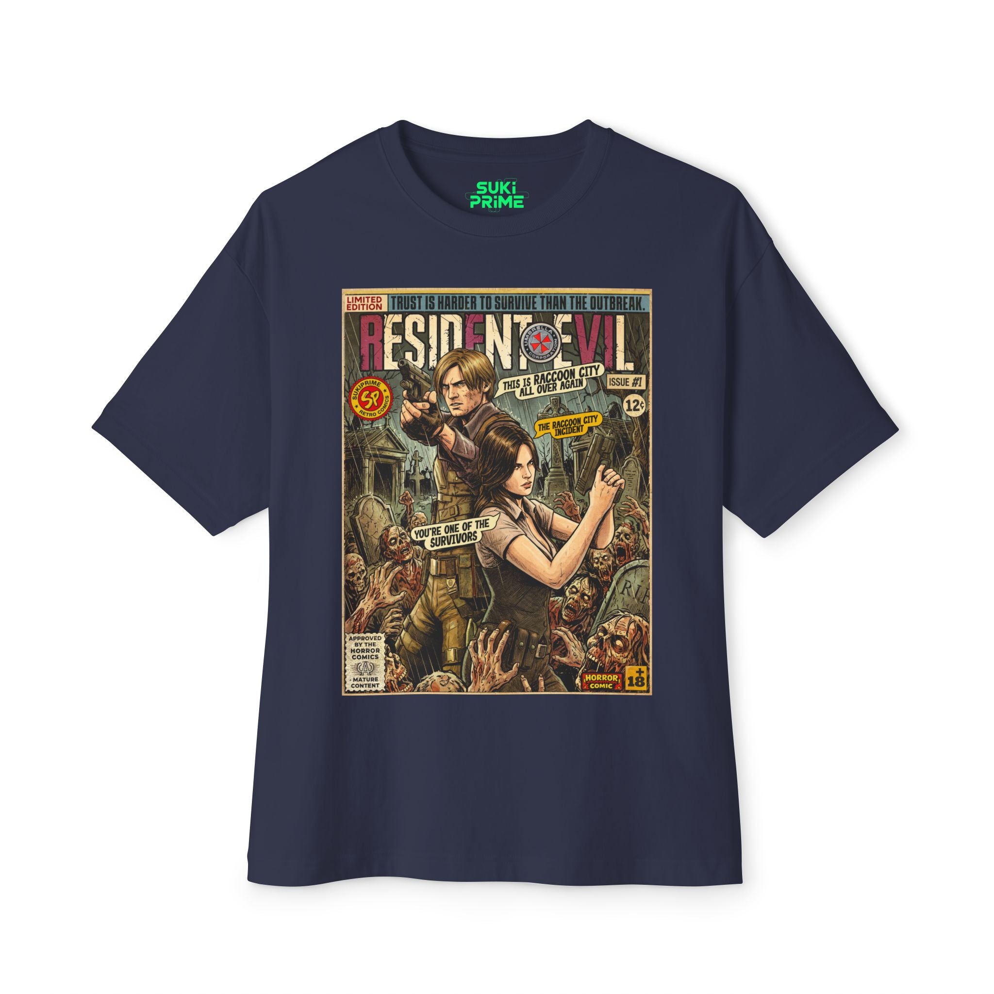 Resident Evil 6 Leon and Helena Comic Art Oversized T-Shirt
