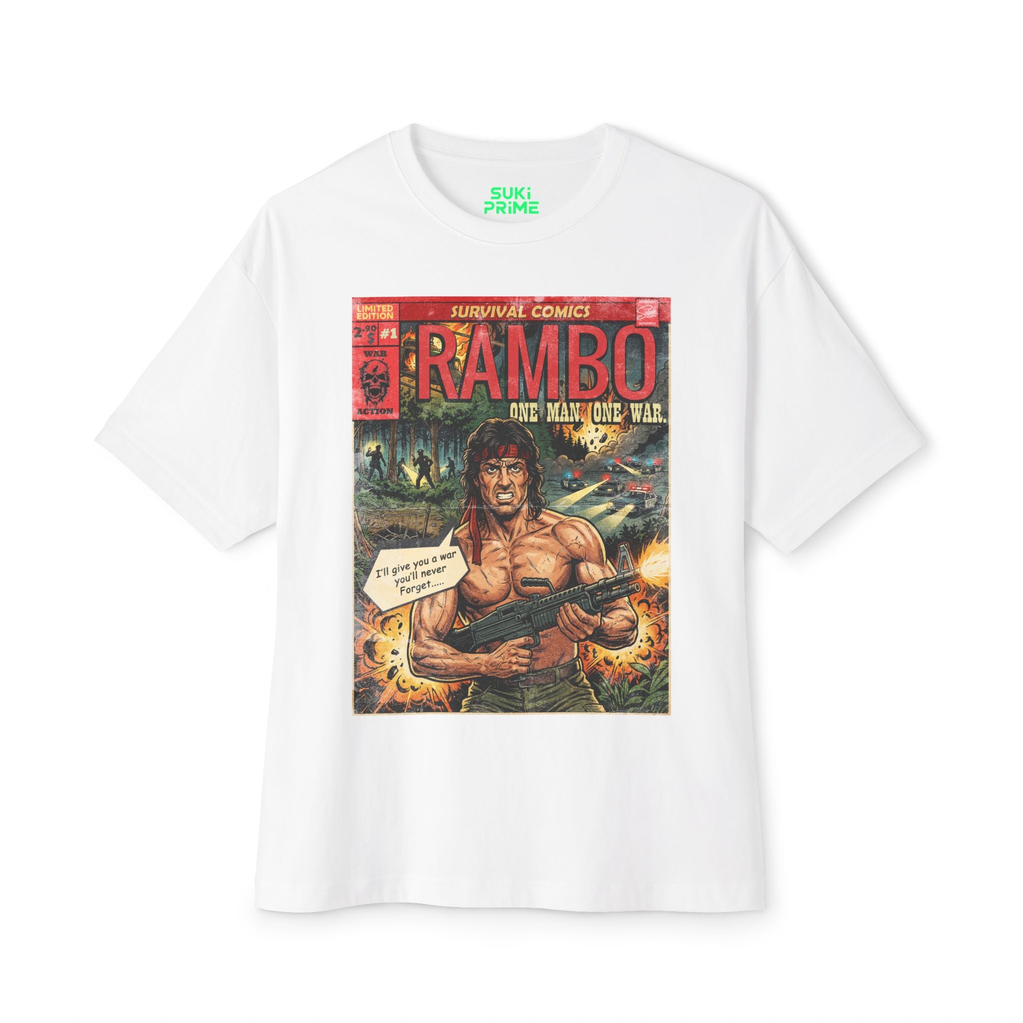 Rambo Movie Comic Cover Oversized T-Shirt