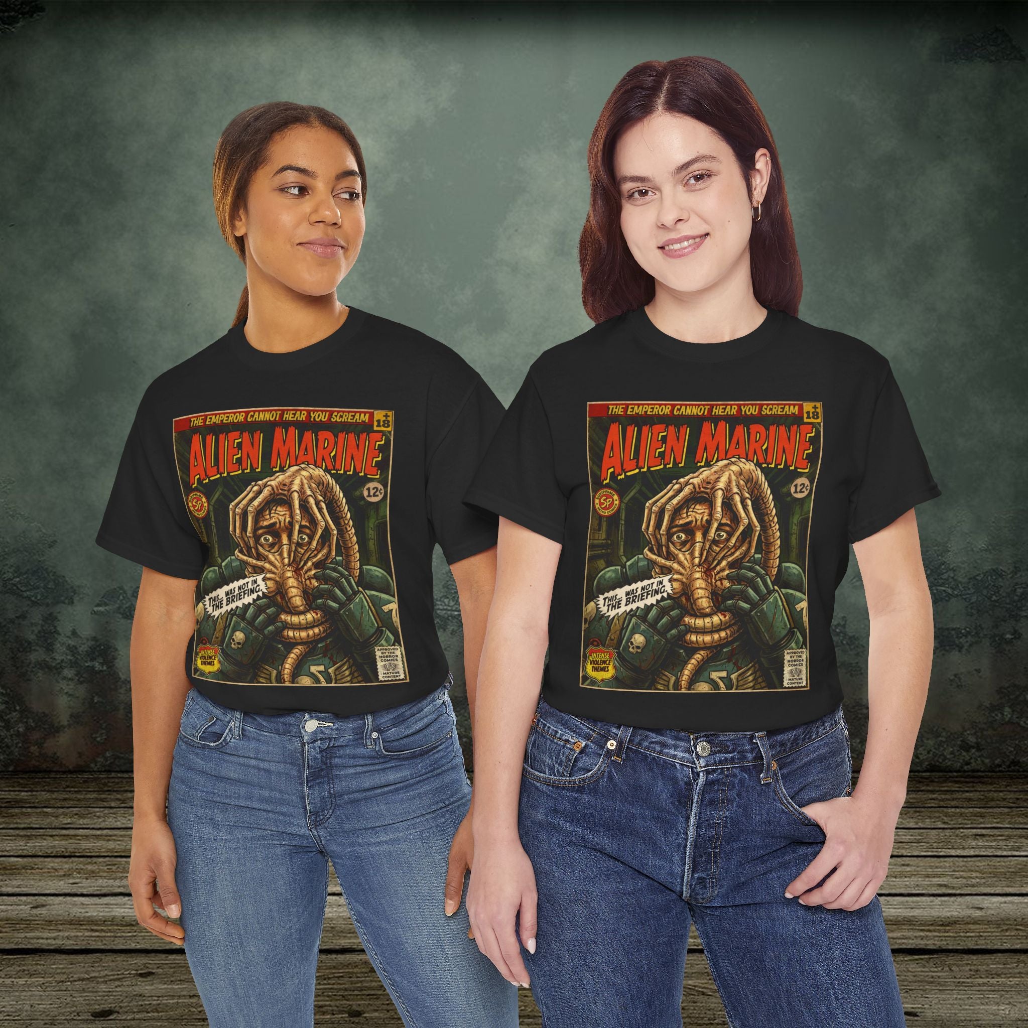 Alien Marine Vintage Comic Art Gaming T-Shirt