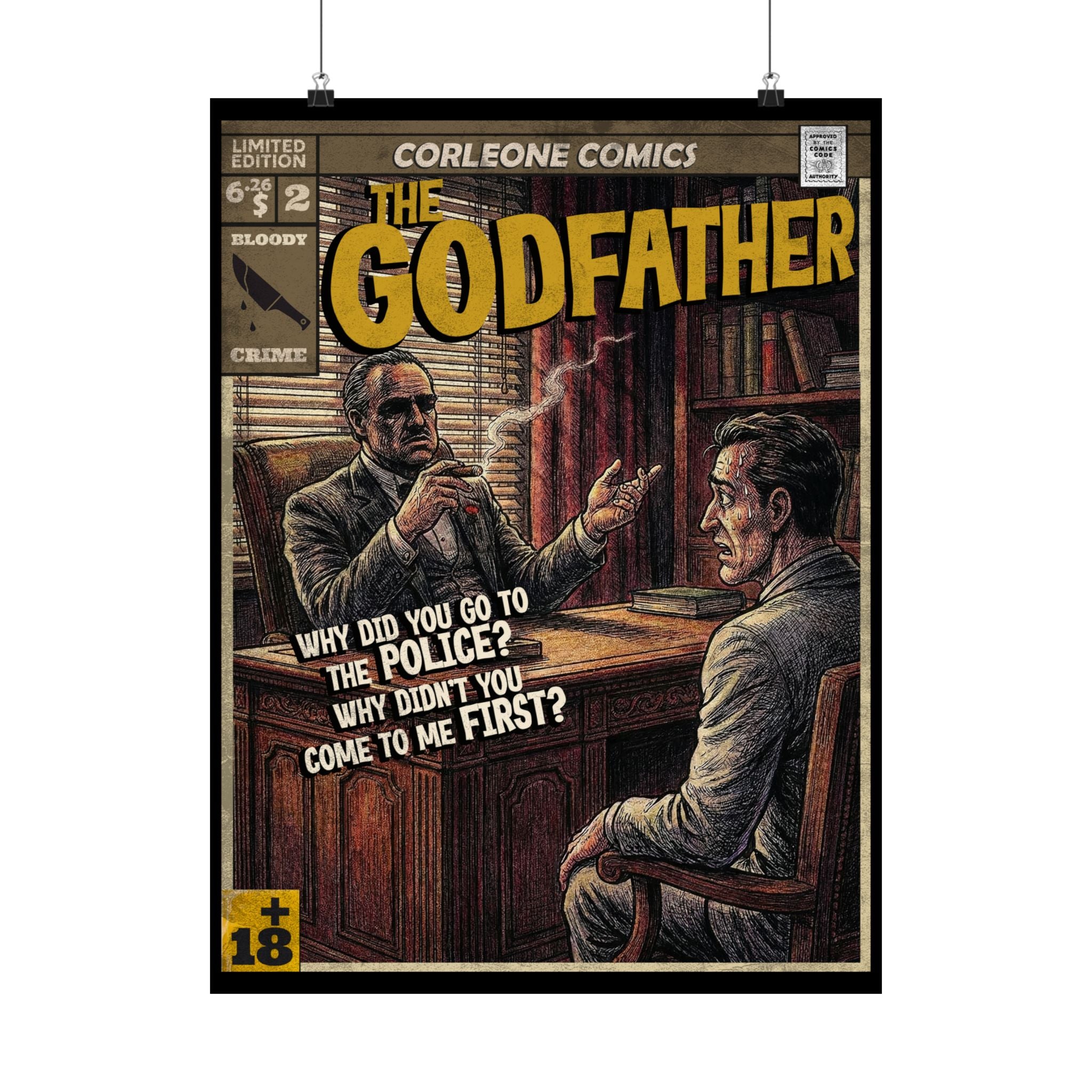 The Godfather Movie Comic Satin Poster (300gsm) 18″ x 24″ (Vertical)