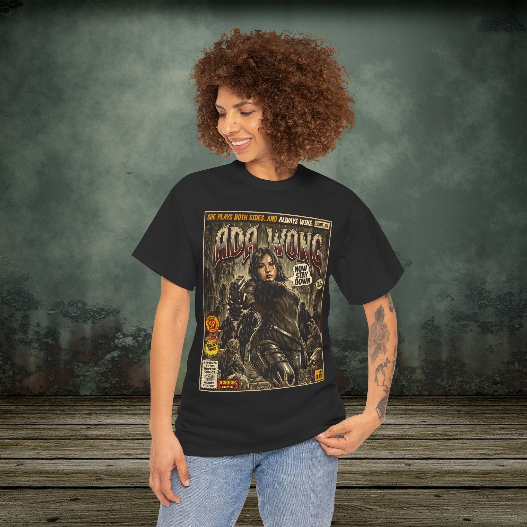 Girl wearing Resident Evil Ada Wong Comic Art T-Shirt by SukiPrime 