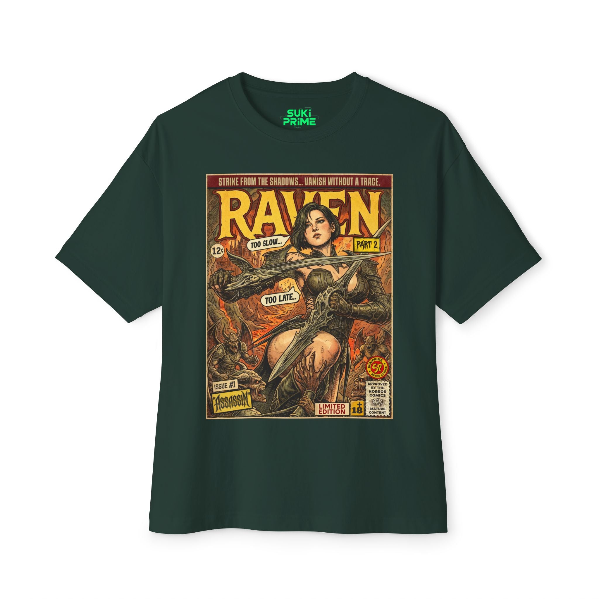 Raven 2 Assassin Comic Art Oversized T-Shirt