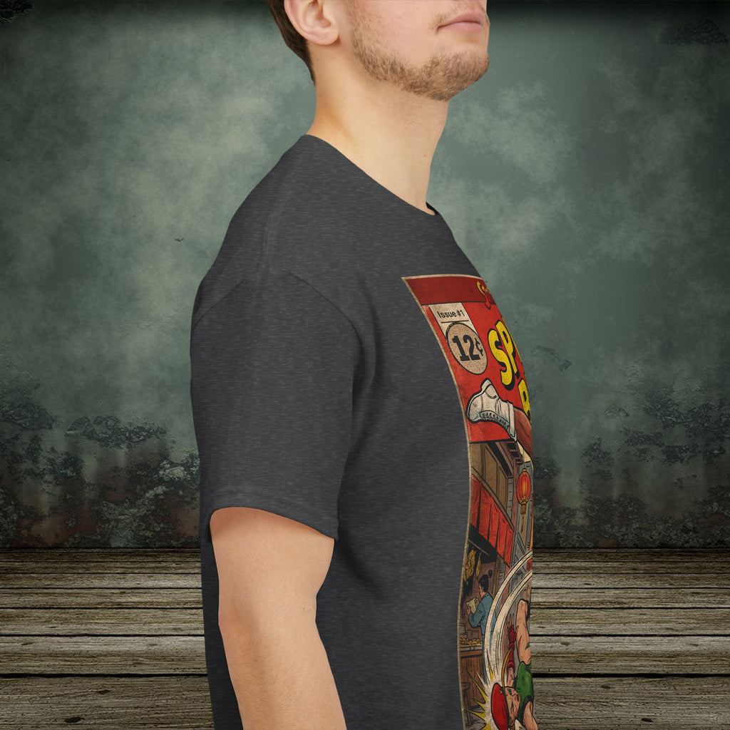 illustrated gaming t-shirt with comic book cover art style design by SukiPrime