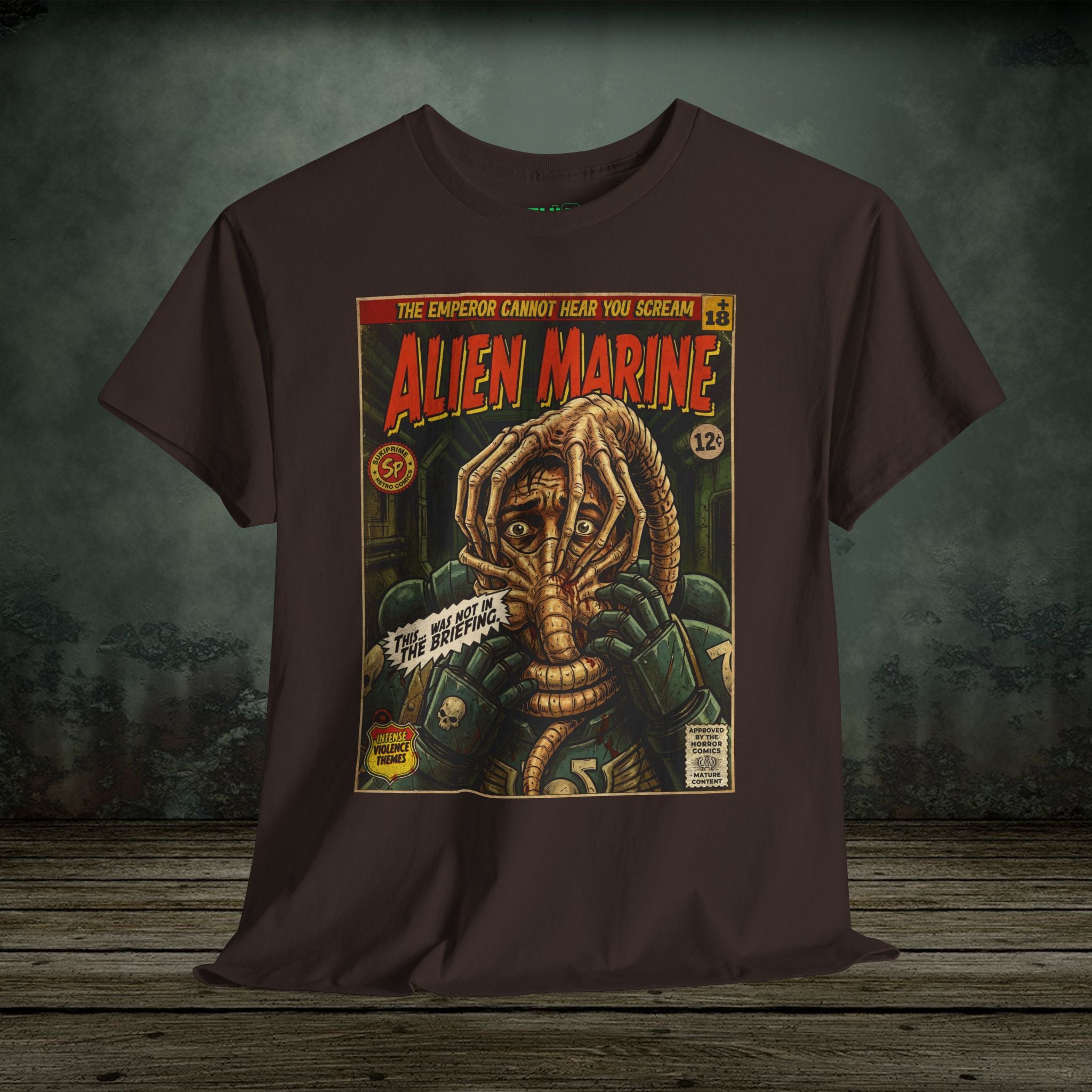 Alien Marine Vintage Comic Art Gaming T-Shirt
