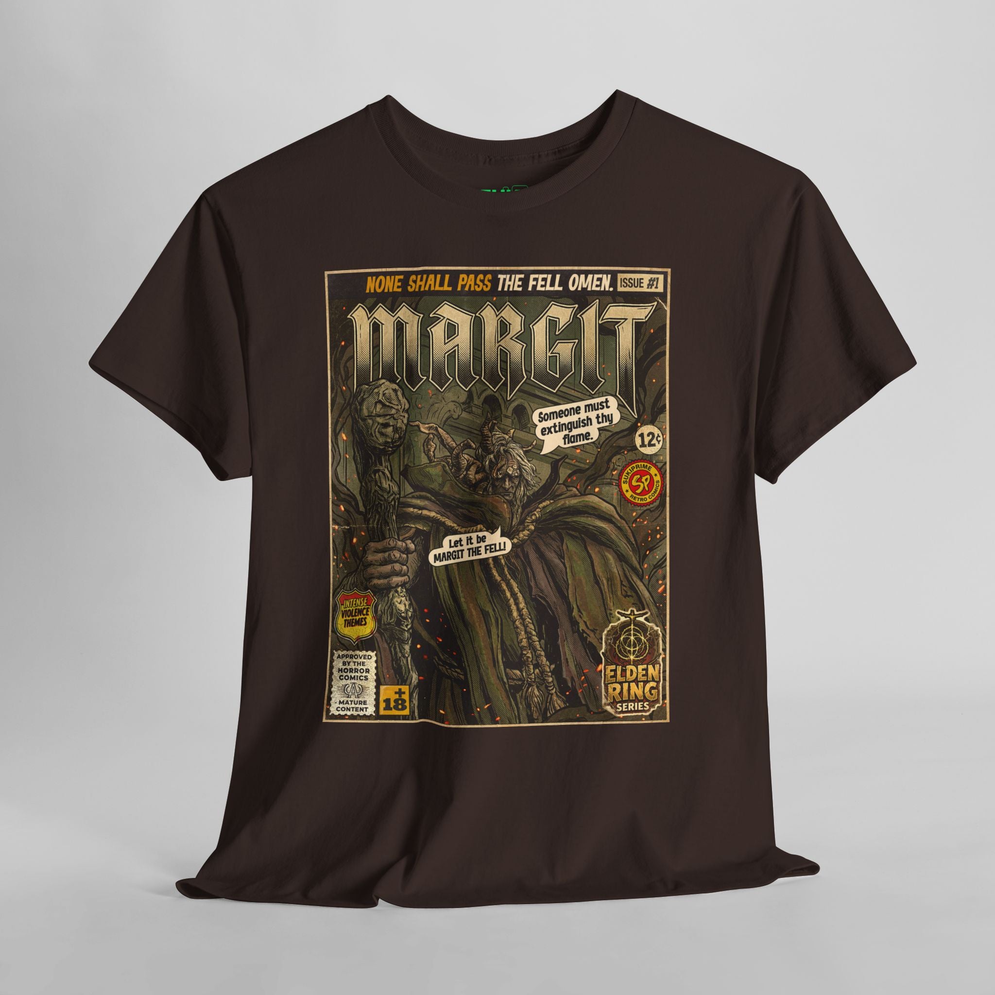 Dark chocolate Margit Elden Ring Comic Art T-Shirt by SukiPrime