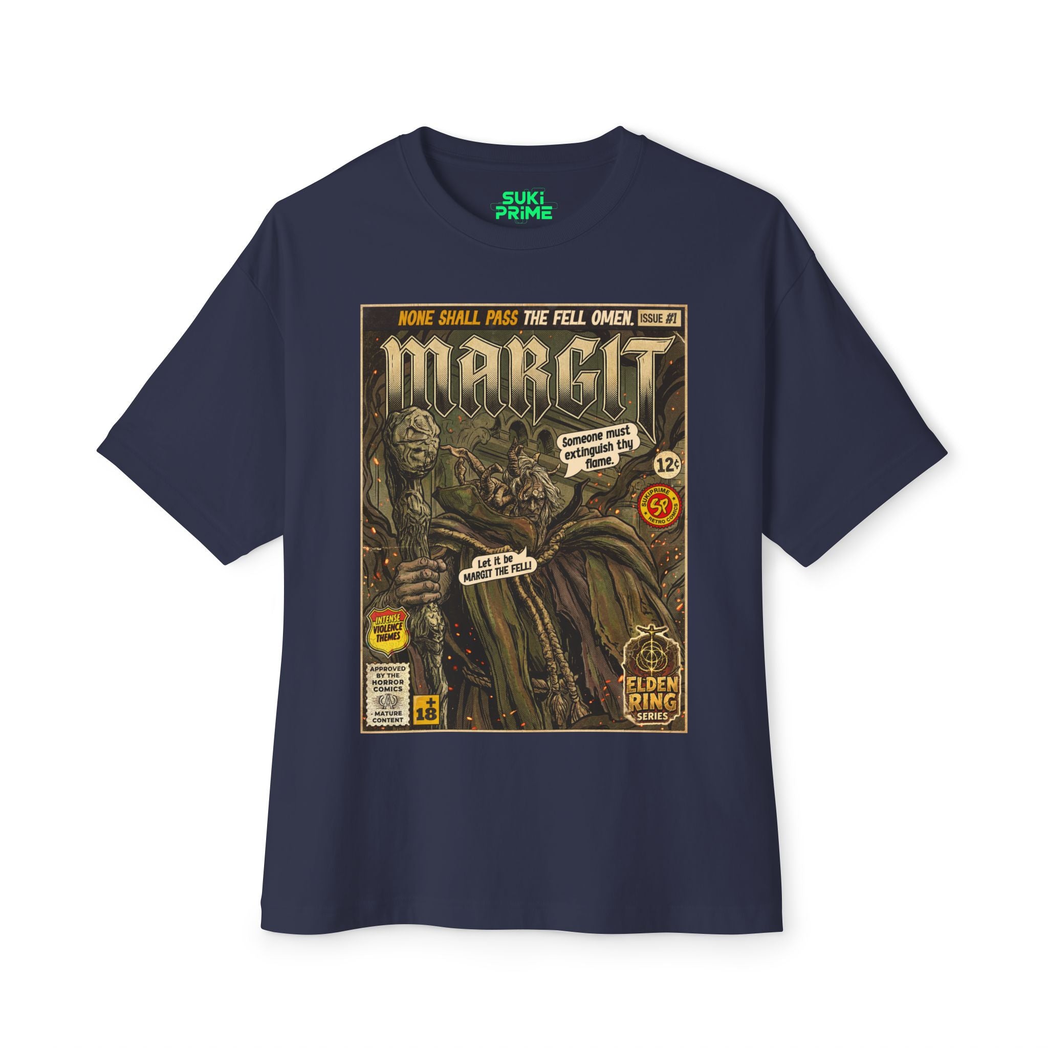 Blue Margit Elden Ring Comic Art Oversized T-Shirt by SukiPrime