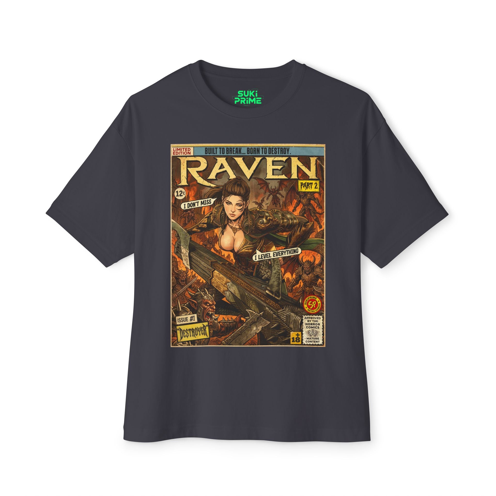 Raven 2 Destroyer Comic Art Oversized T-Shirt