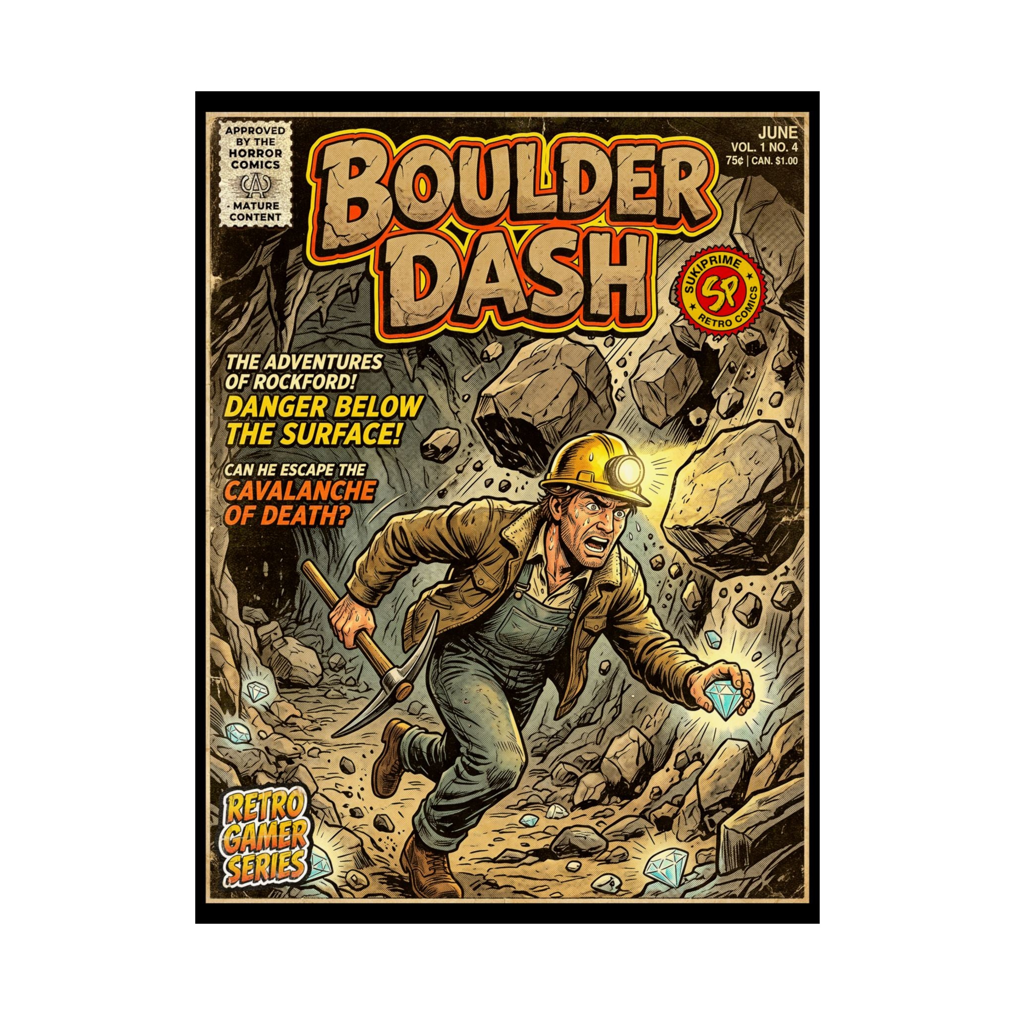 Boulder Dash Comic Art Poster by SukiPrime