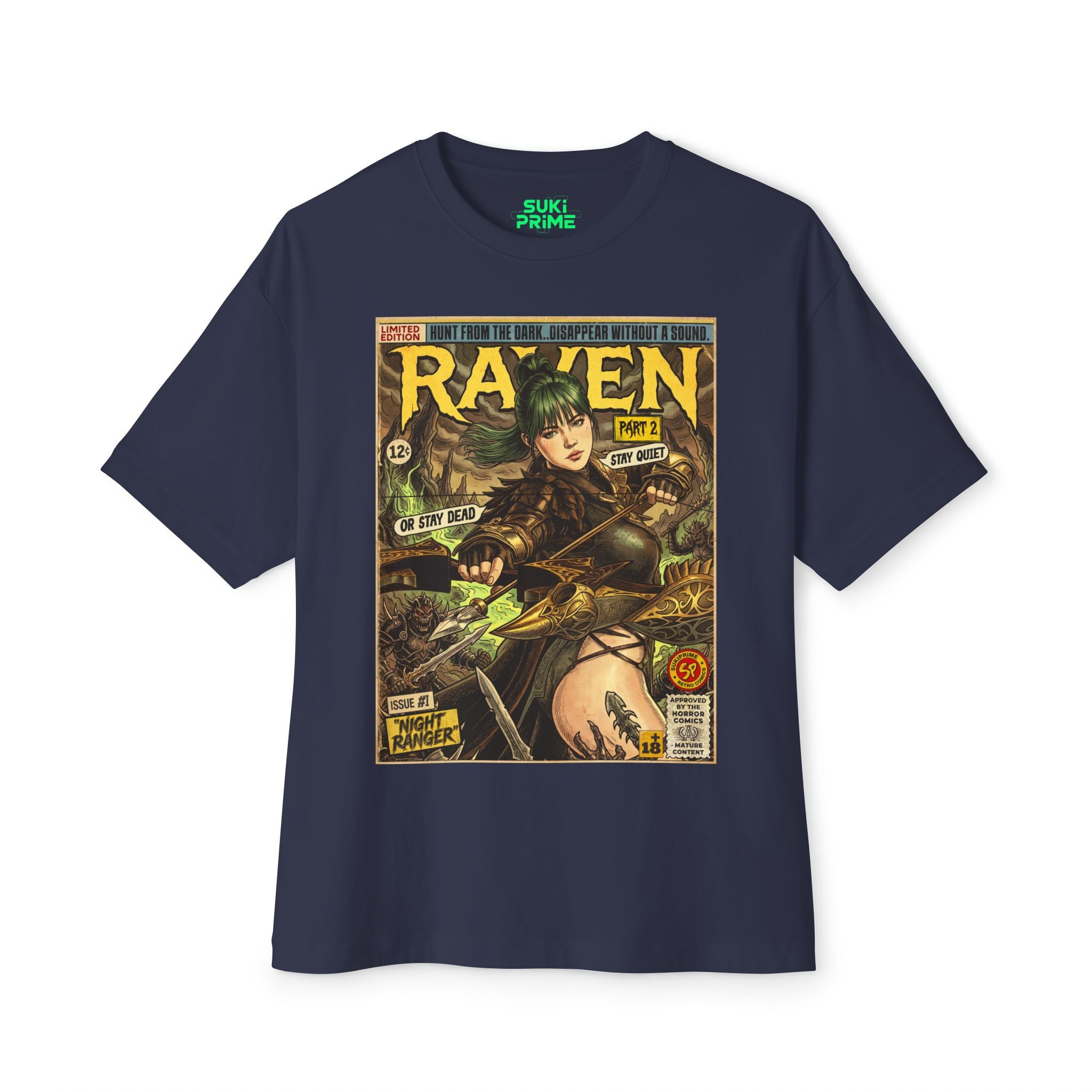 Raven 2 Night Ranger Comic Art Oversized T-Shirt