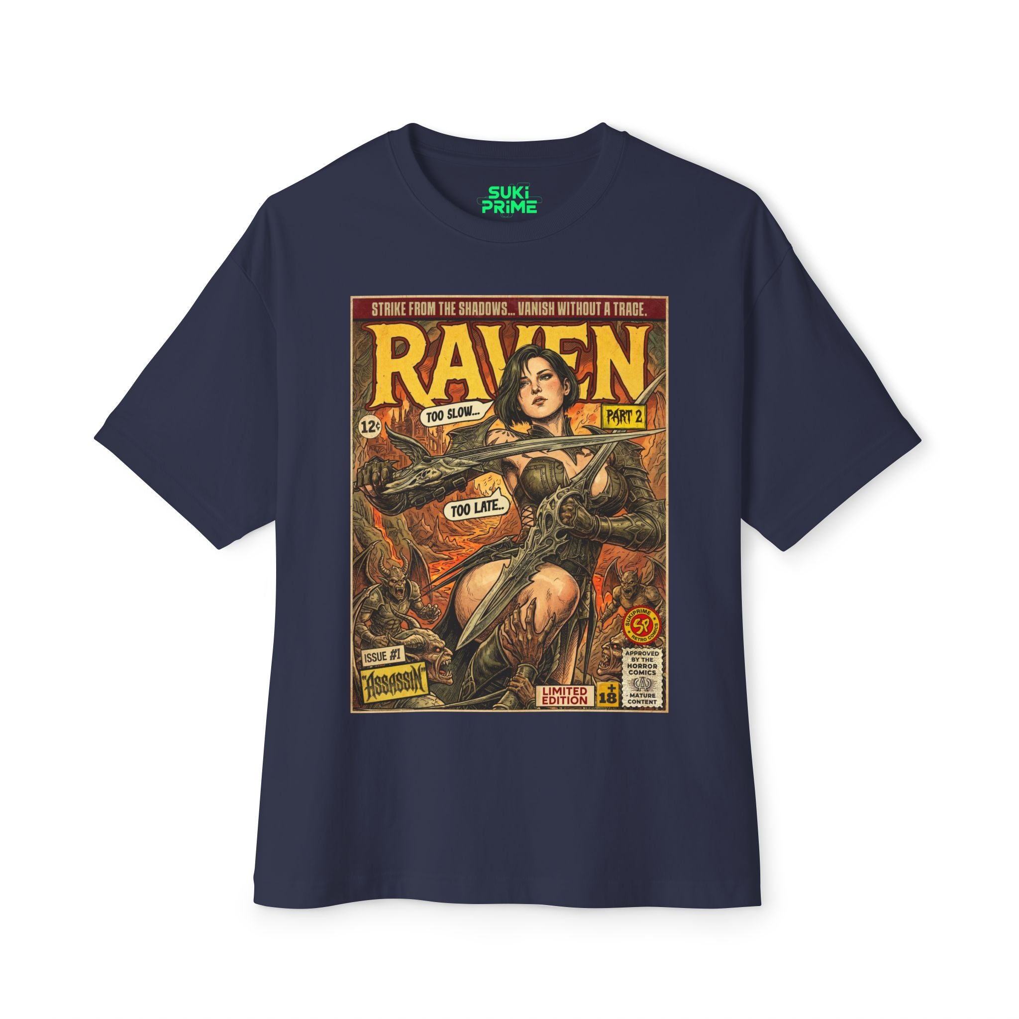 Raven 2 Assassin Comic Art Oversized T-Shirt