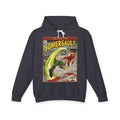 Black hoodie with street fighter game guile and ken fighting comic book design on a white background featuring retro vintage comic cover art gaming hoodie designed by SukiPrime