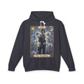 Black hoodie with 'The Guardian' tarot card design on a white background resident evil jill valentine featuring retro vintage comic cover art gaming hoodie designed by SukiPrime