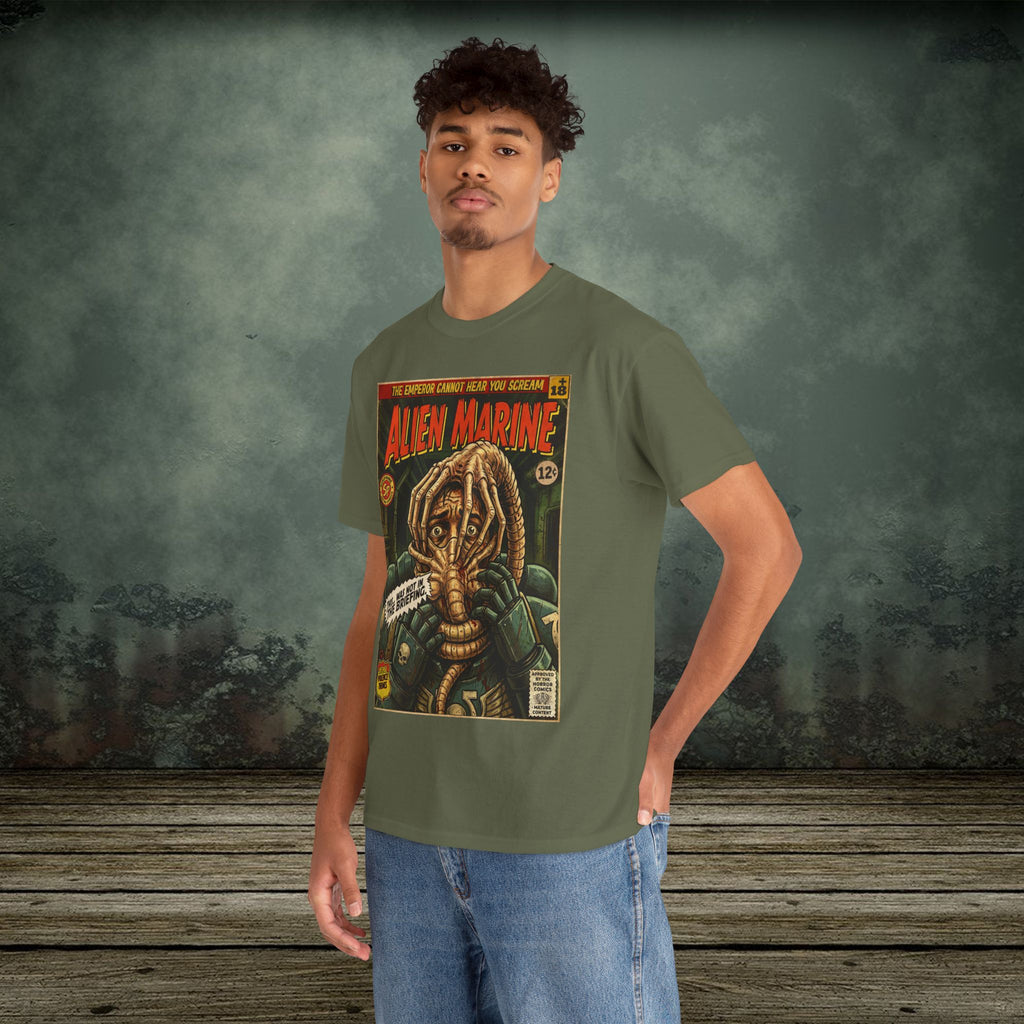 Alien Marine Vintage Comic Art Gaming T-Shirt