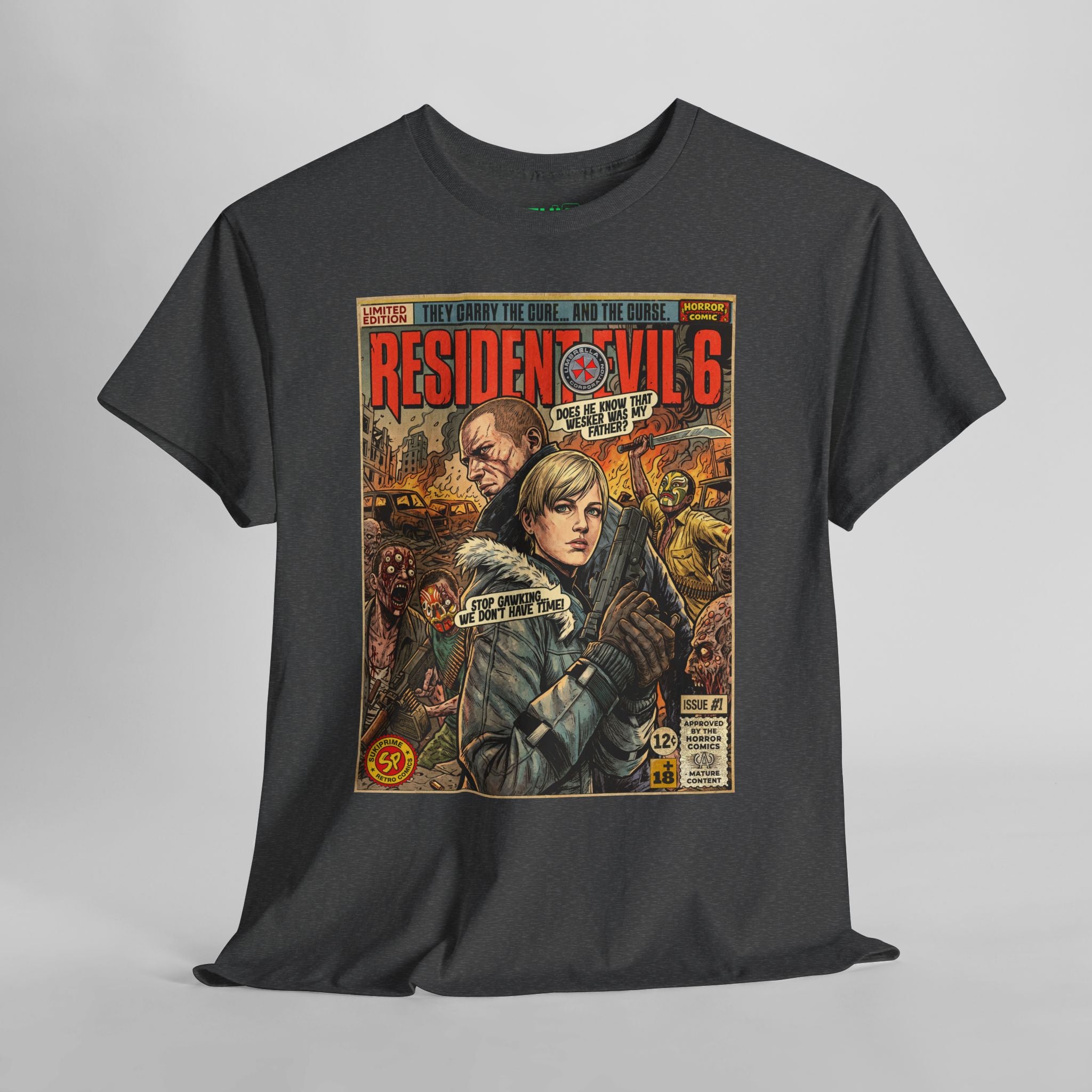Dark heather Resident Evil 6 Sherry and Jake Comic Art T-Shirt