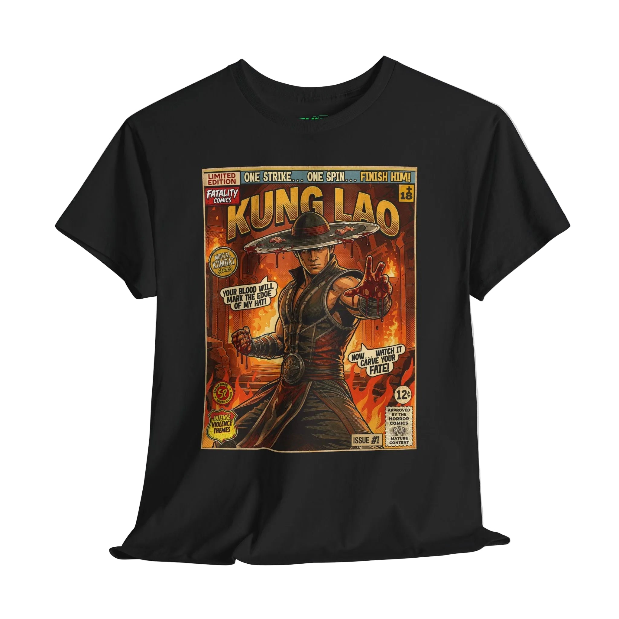 Black Kung Lao Mortal Kombat Comic Art T-Shirt by SukiPrime