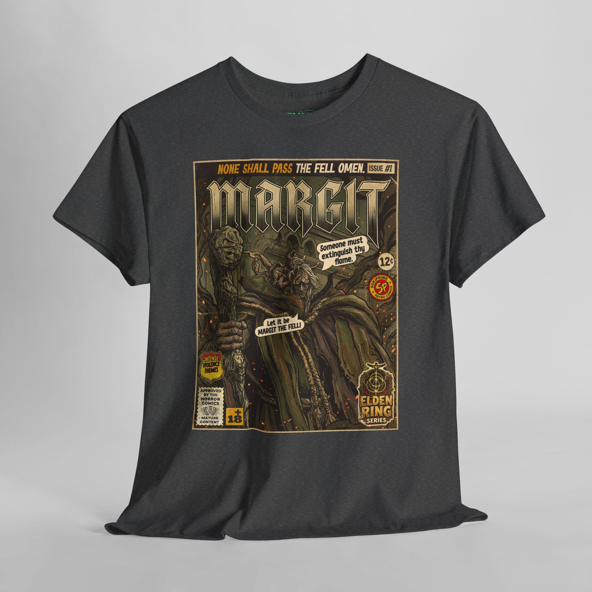 Dark heather Margit Elden Ring Comic Art T-Shirt by SukiPrime