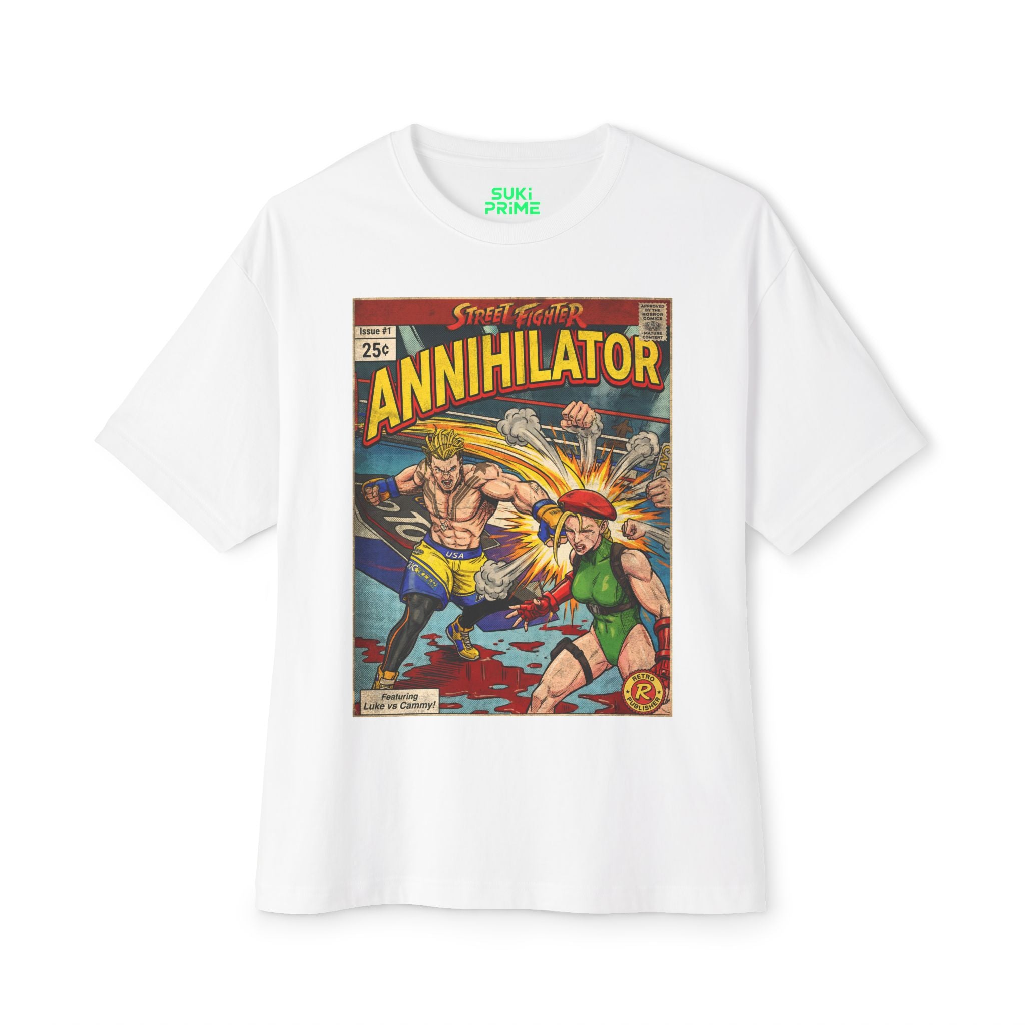 Luke Street Fighter Comic Cover Oversized T-Shirt