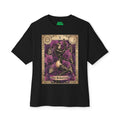 Black t-shirt with 'The Seductress' tarot card design on a white background featuring unique vintage comic cover art, High-quality gaming apparel for retro horror fans by sukiprime