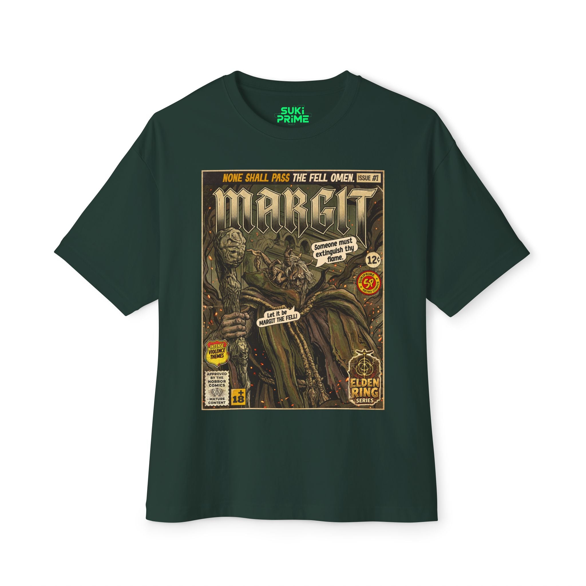 Green Margit Elden Ring Comic Art Oversized T-Shirt by SukiPrime