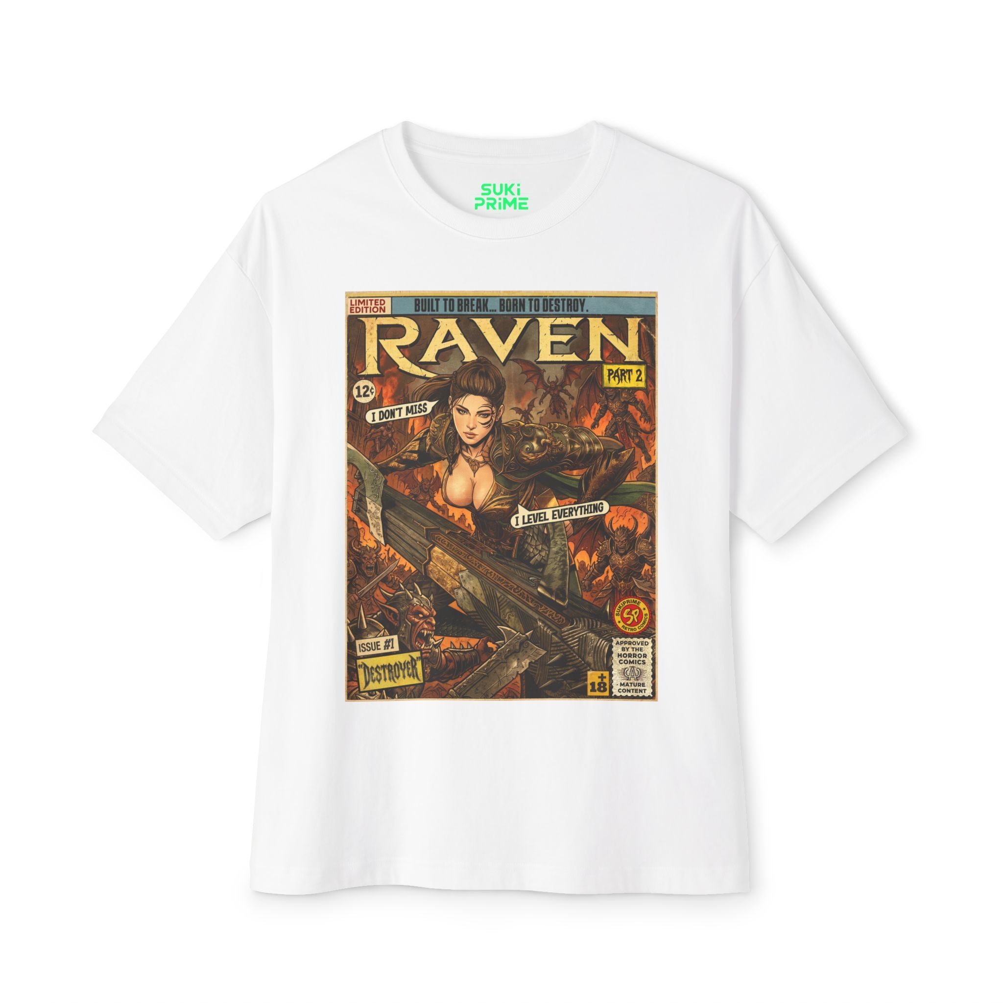 Raven 2 Destroyer Comic Art Oversized T-Shirt