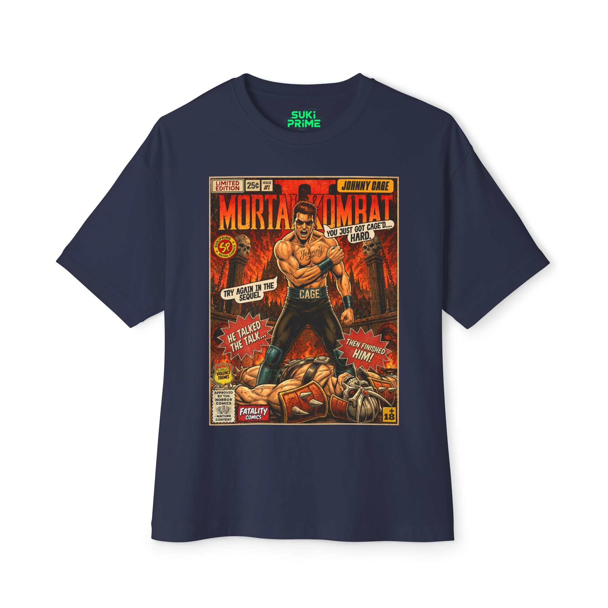 Mortal Kombat 2 Johnny Cage Comic Art Oversized T-Shirt