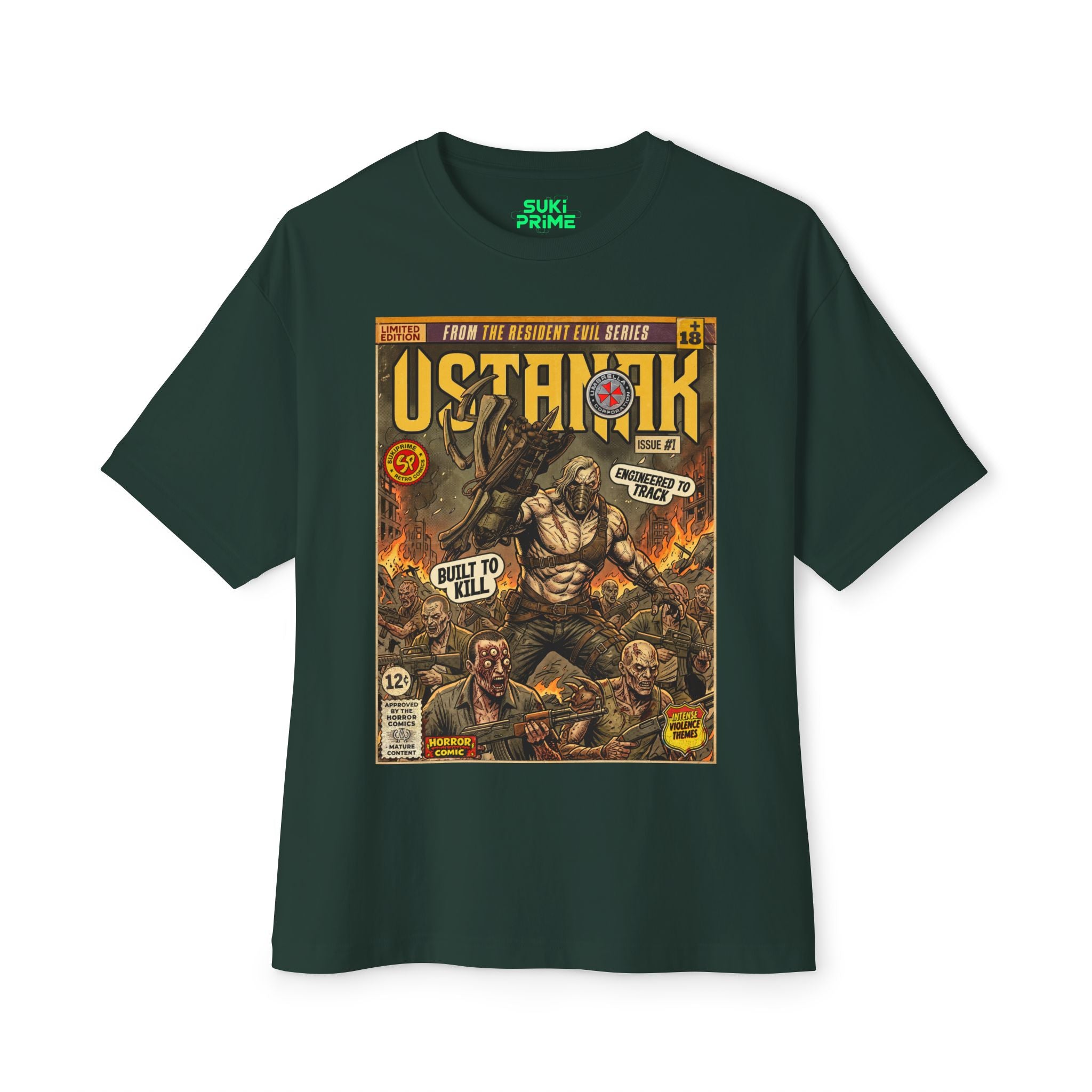 Green Resident Evil 6 Comic Art Oversized T-Shirt by SukiPrime