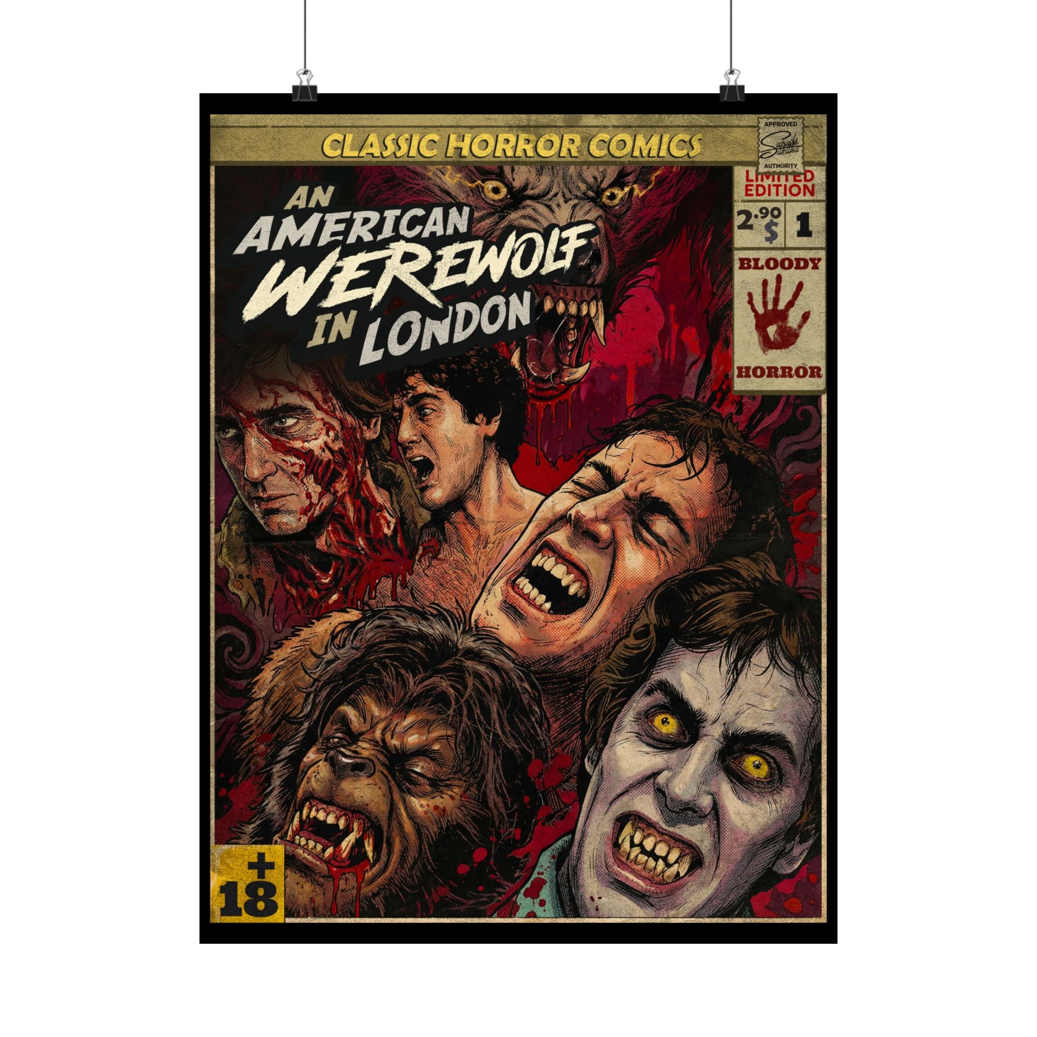 An American Werewolf in London Movie Comic Satin Poster (300gsm) 18″ x 24″ (Vertical)
