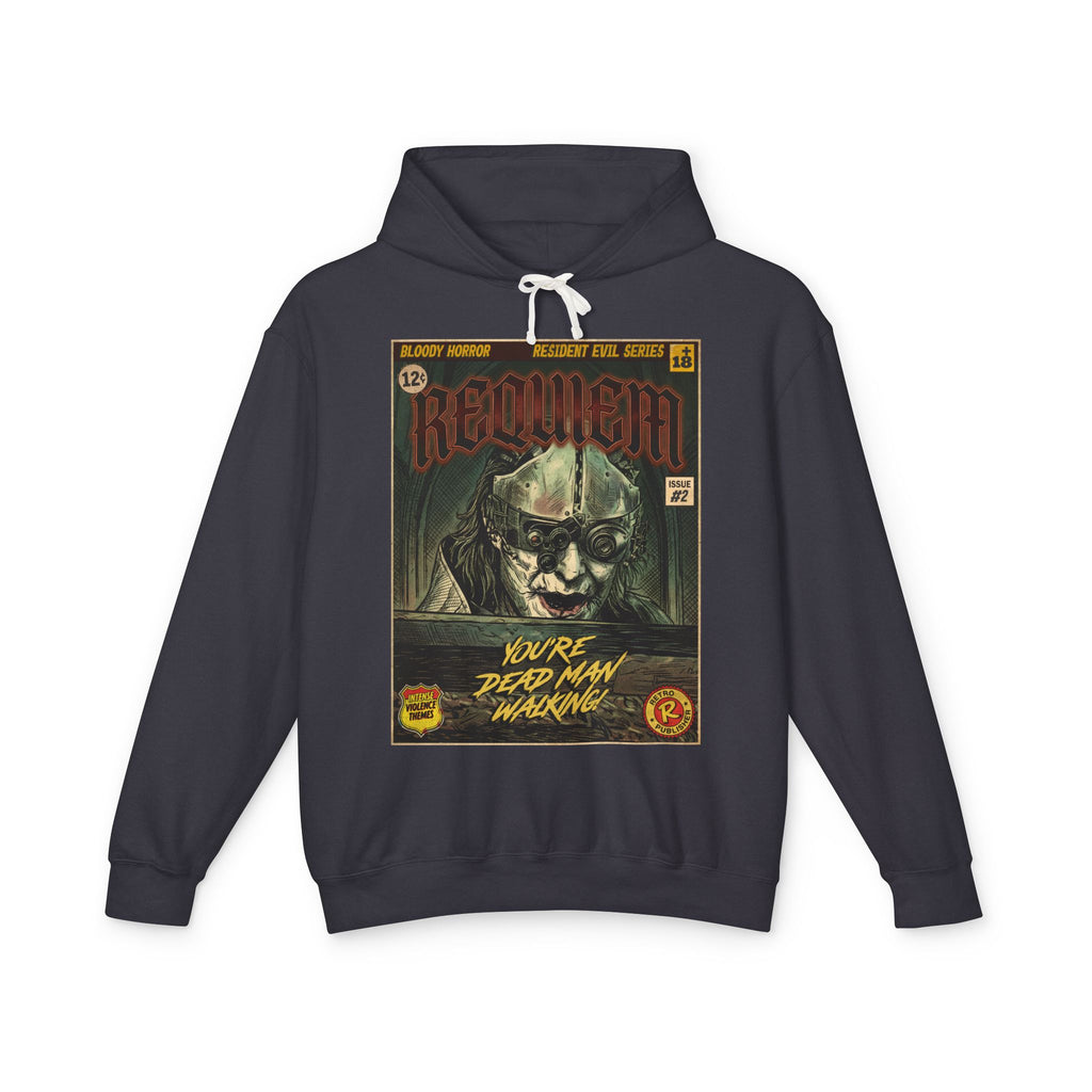 Resident Evil Requiem Comic Cover Gaming Hoodie featuring unique vintage comic cover art. High-quality gaming apparel for retro fans by SukiPrime