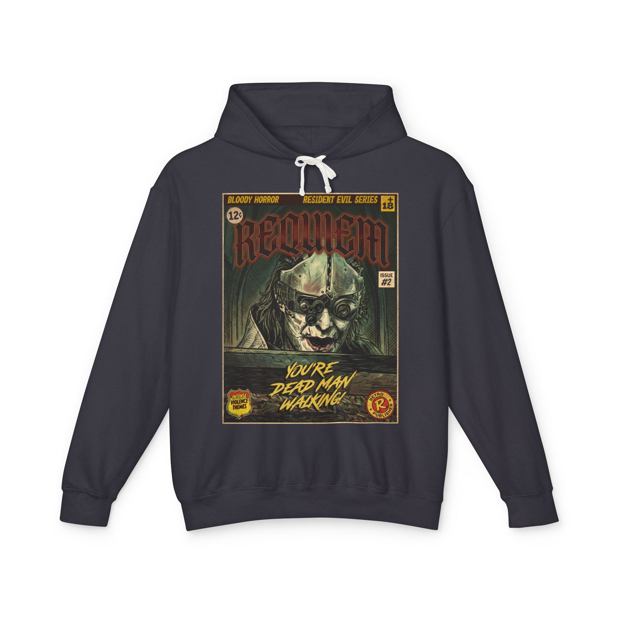 Resident Evil Requiem Comic Cover Gaming Hoodie featuring unique vintage comic cover art. High-quality gaming apparel for retro fans by SukiPrime