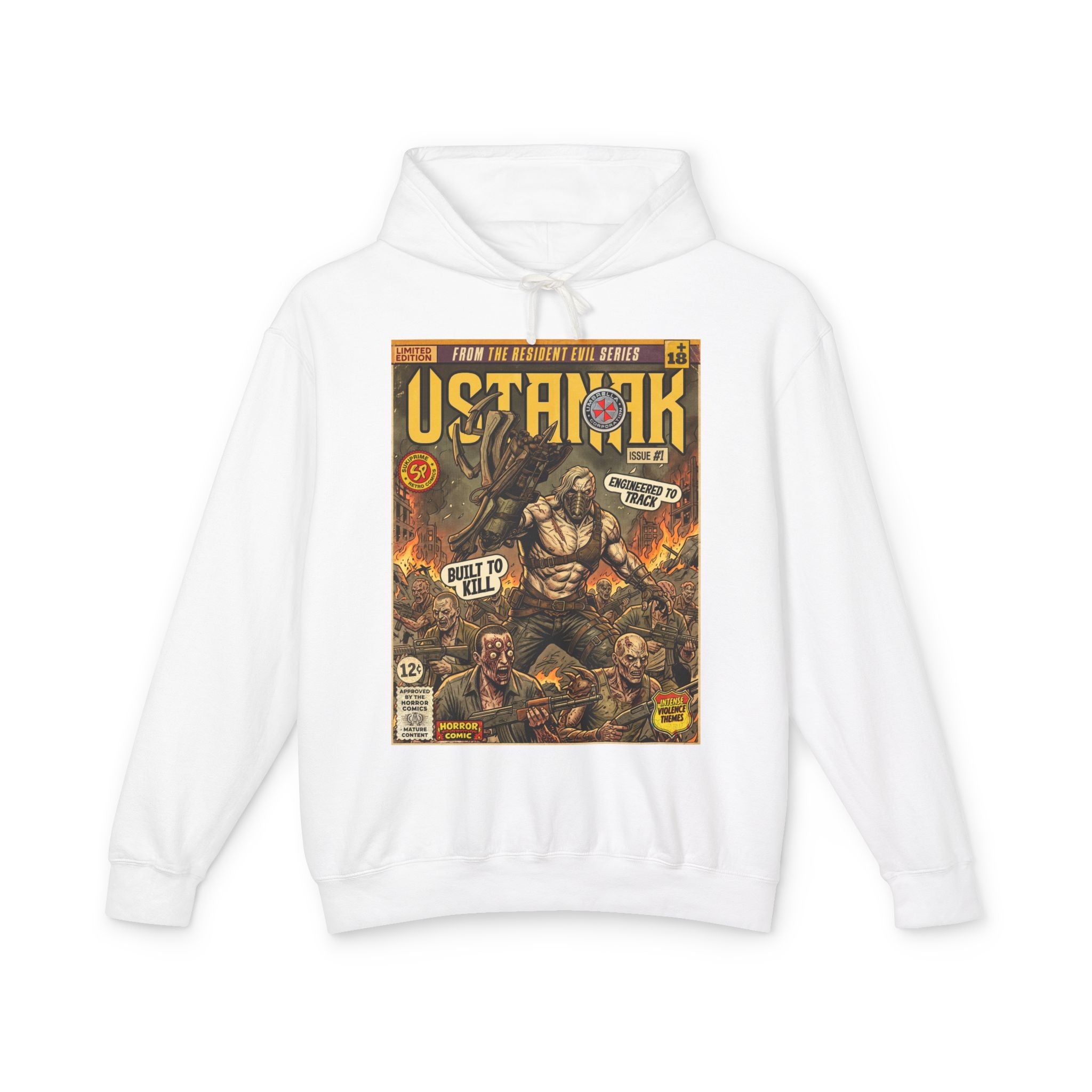 White Resident Evil 6 Comic Art Hoodie by SukiPrime
