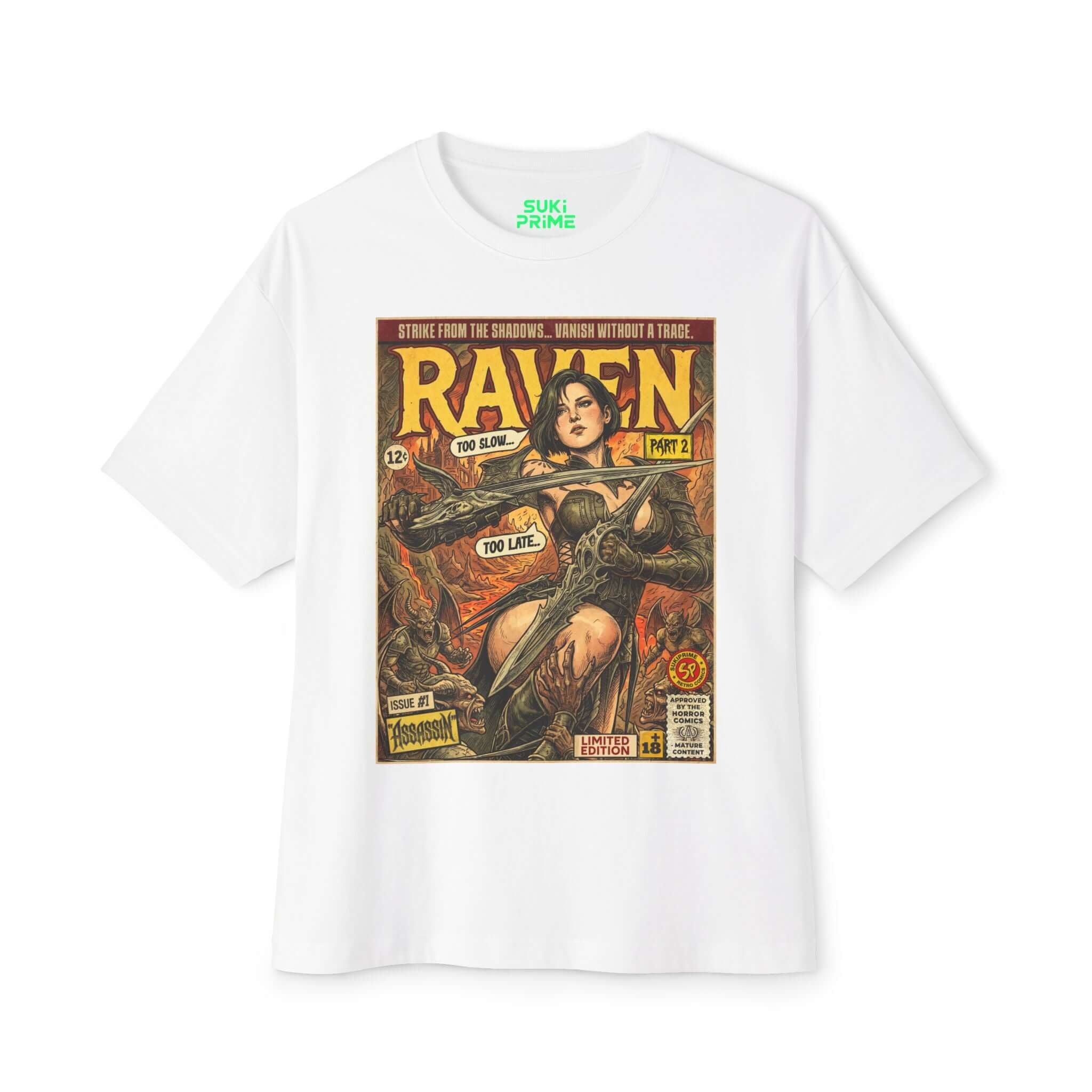 Raven 2 Assassin Comic Art Oversized T-Shirt