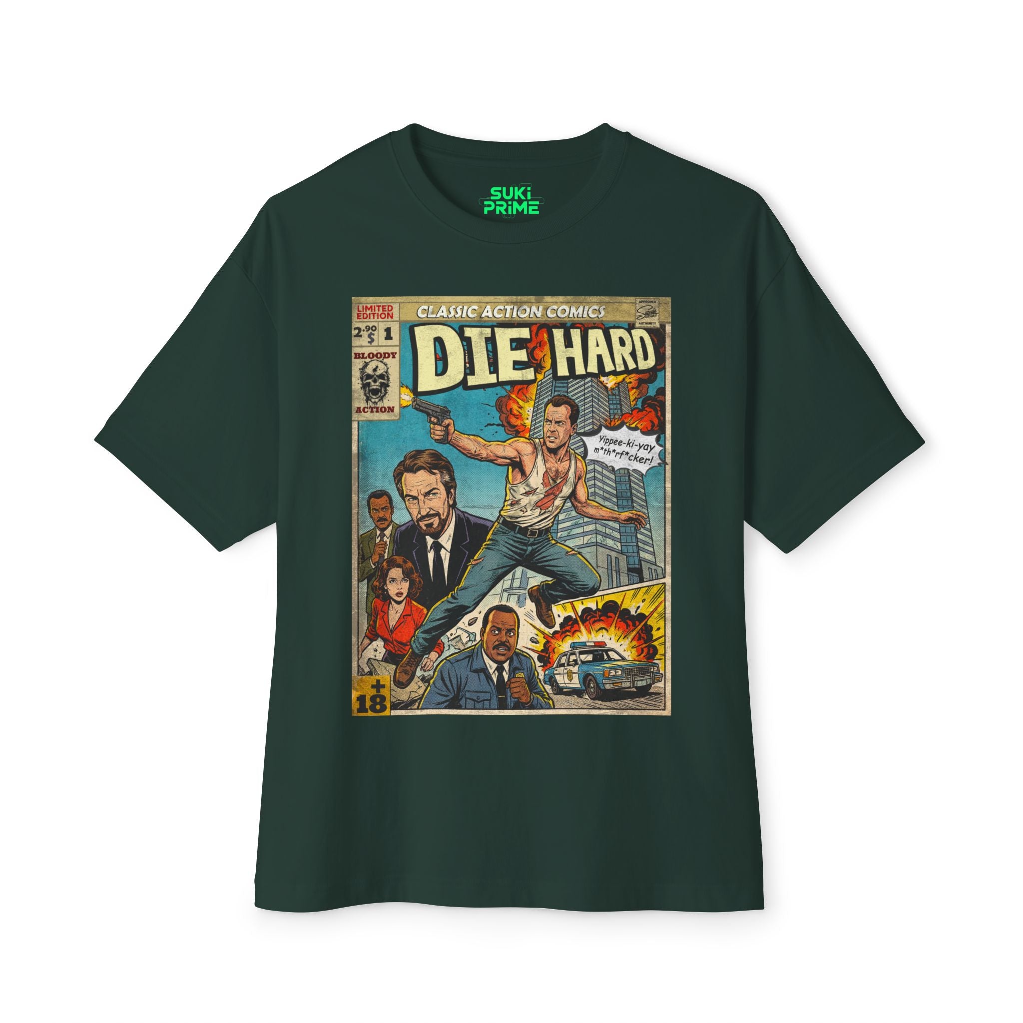 Die Hard Movie Comic Cover Oversized T-Shirt