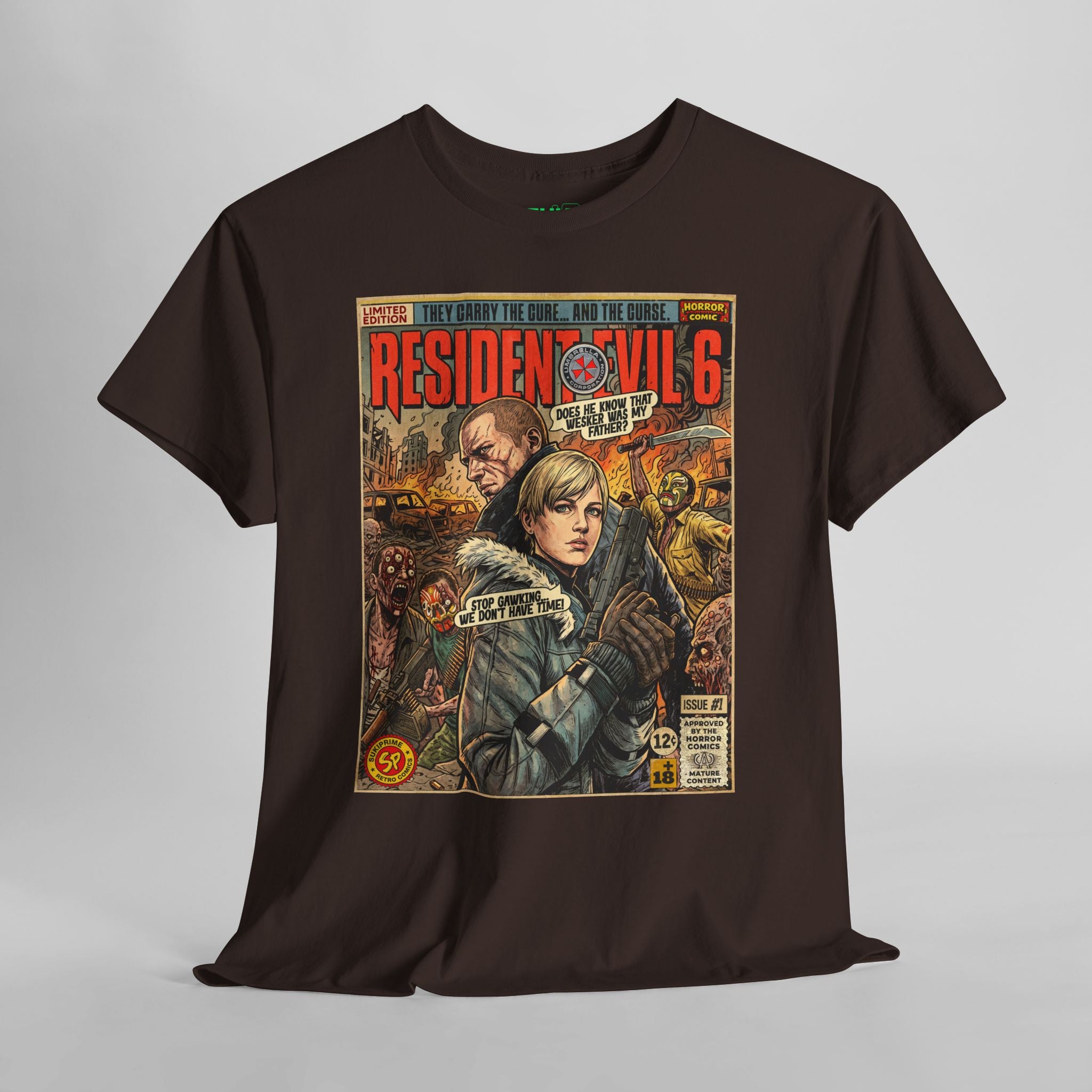 Dark Chocolate Resident Evil 6 Sherry and Jake Comic Art T-Shirt