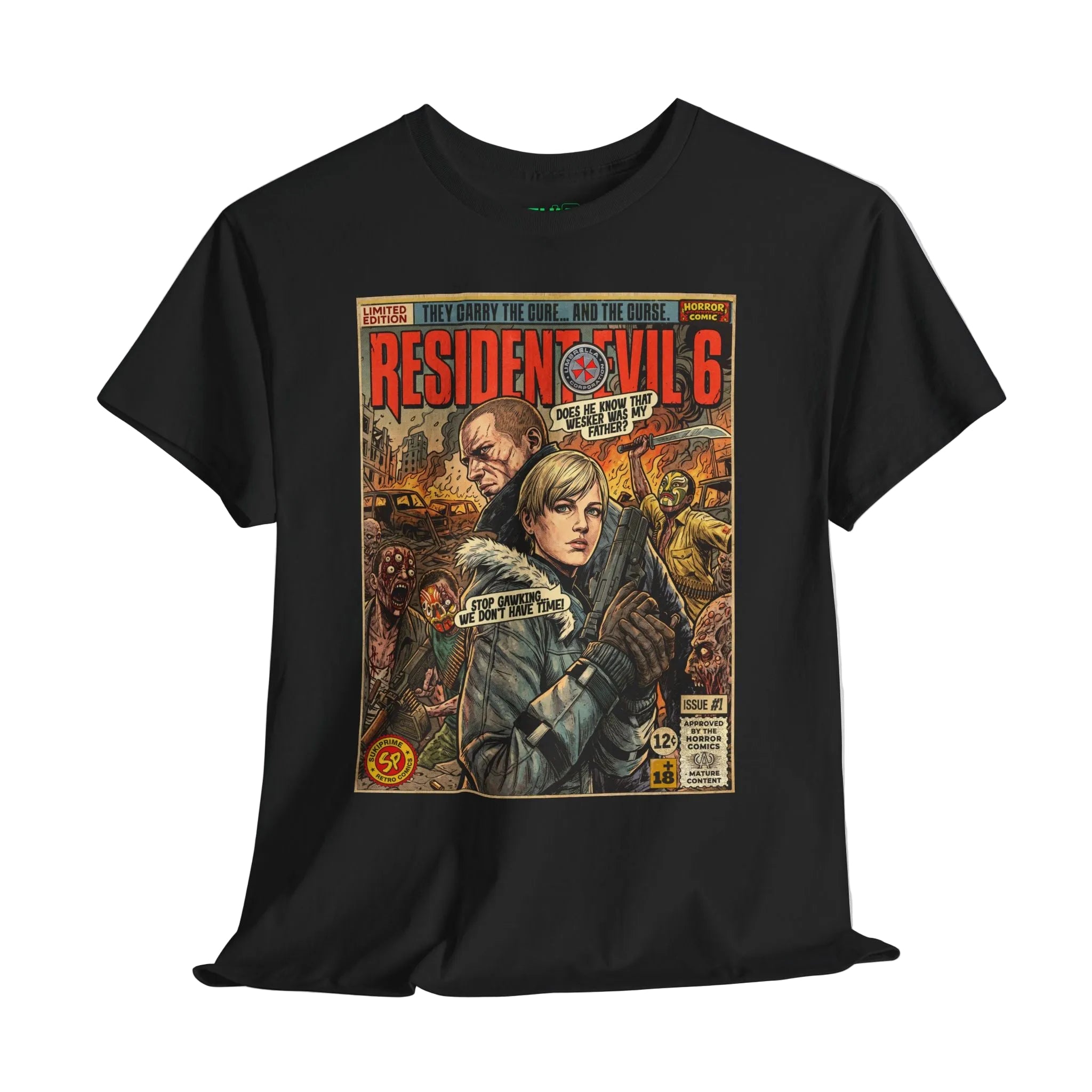 Black Resident Evil 6 Sherry and Jake Comic Art T-Shirt