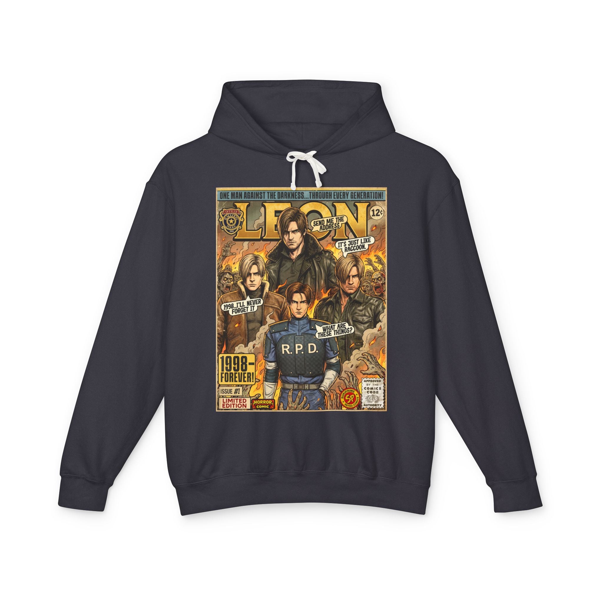 Black Resident Evil Leon Comic Art Hoodie by SukiPrime