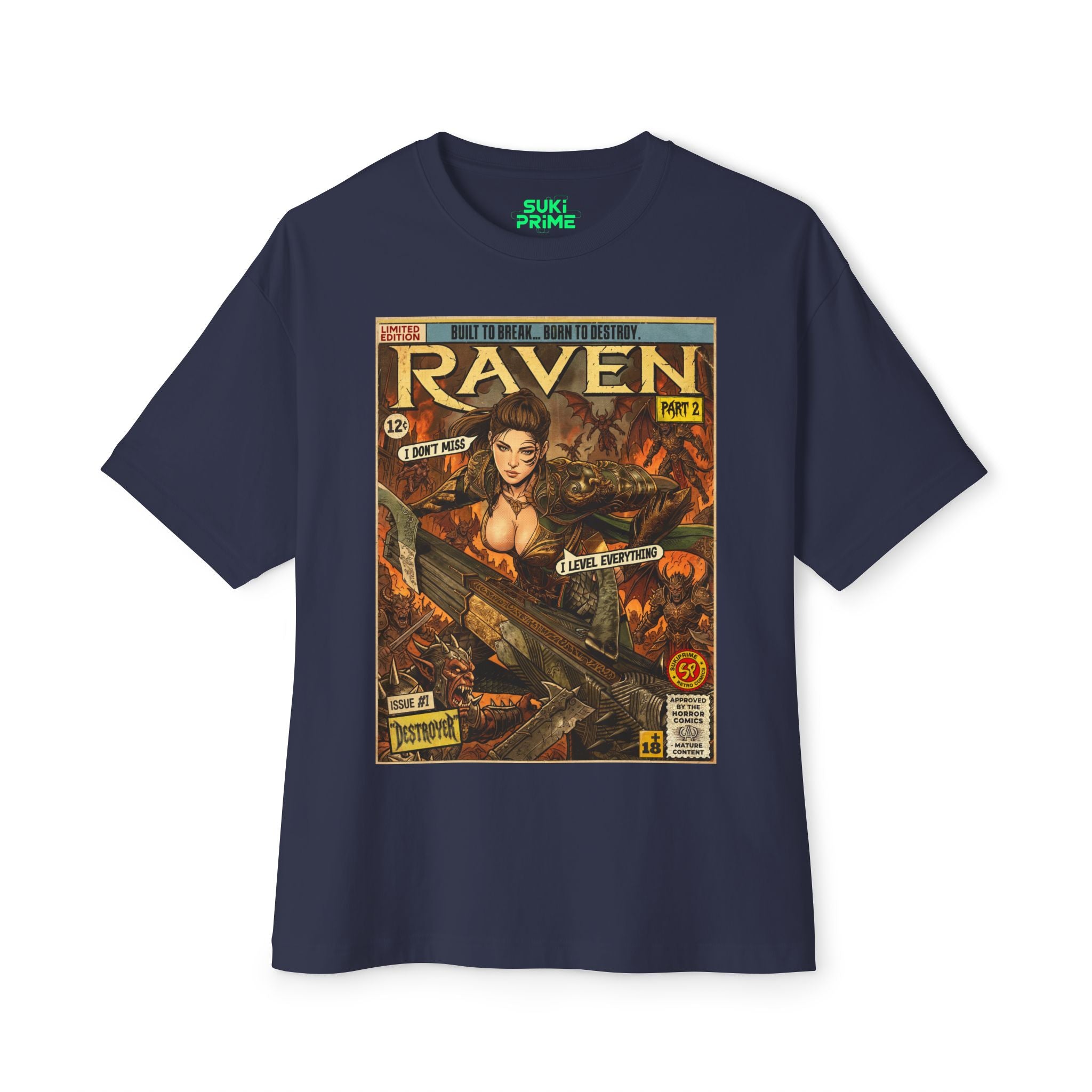 Raven 2 Destroyer Comic Art Oversized T-Shirt