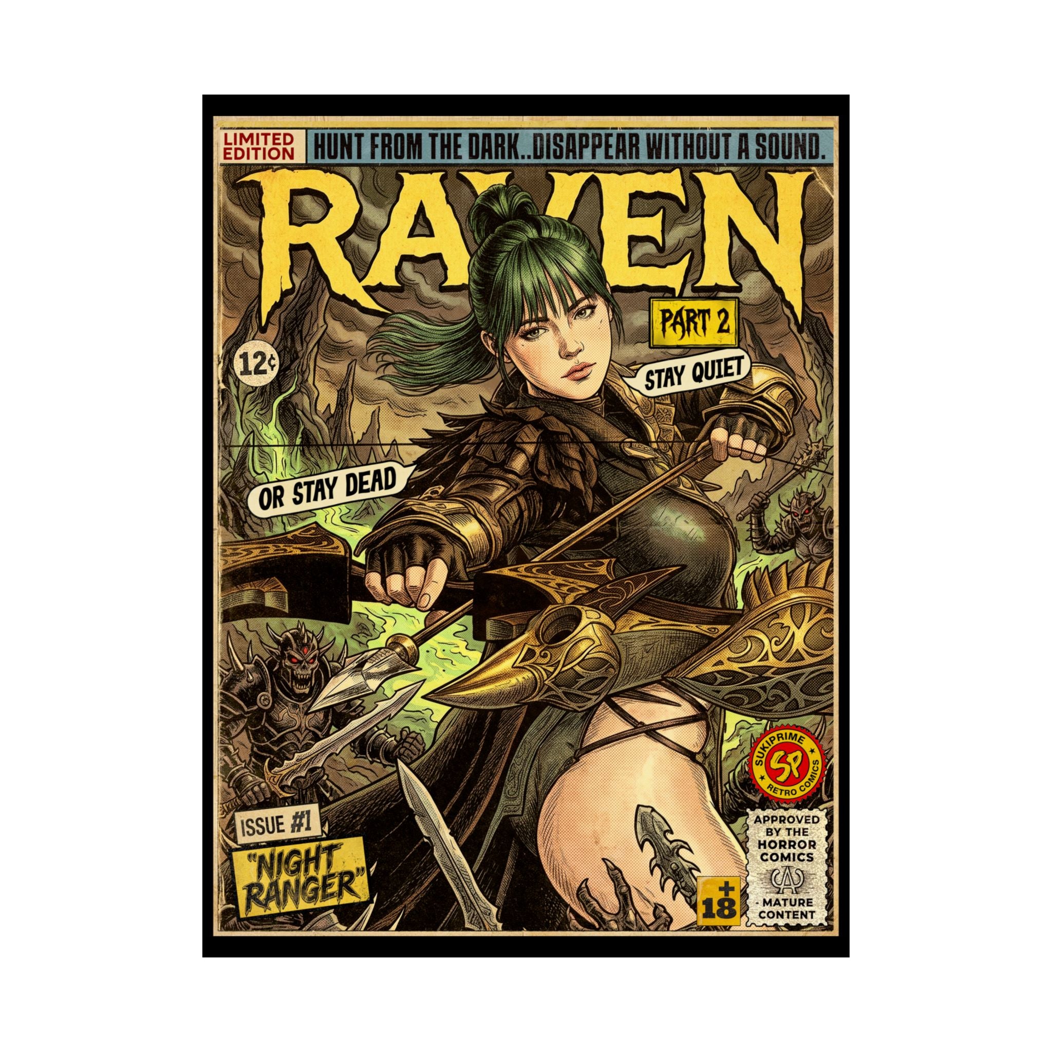 Raven 2 Night Ranger Comic Art Poster by SukiPrime