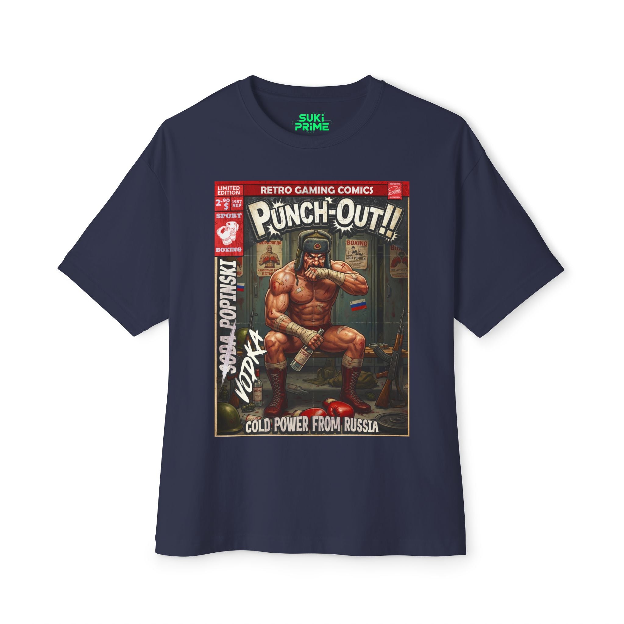 Punch-Out Piston Vodka Popinski Comic Cover Oversized T-Shirt