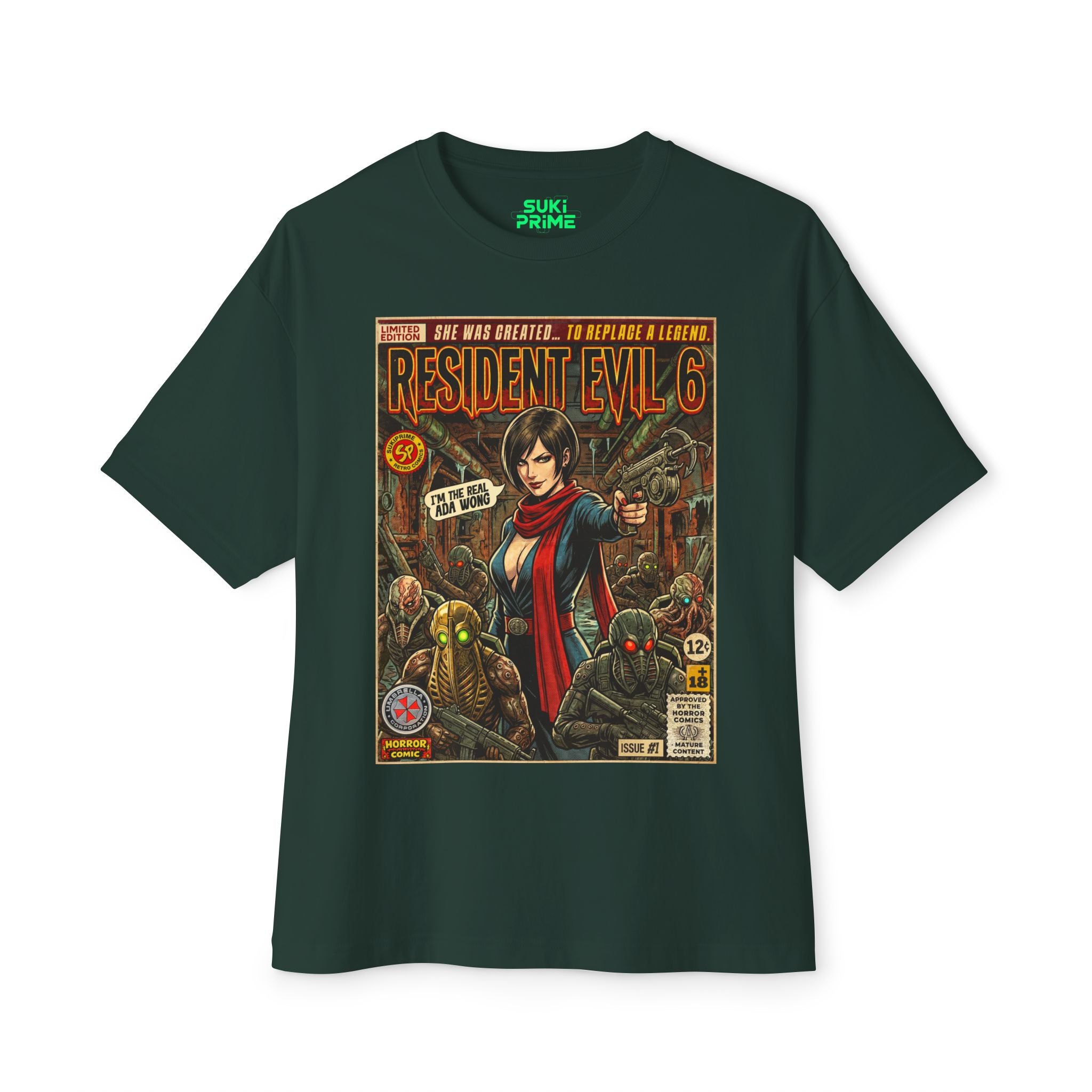 Green Resident Evil 6 Comic Art Oversized T-Shirt