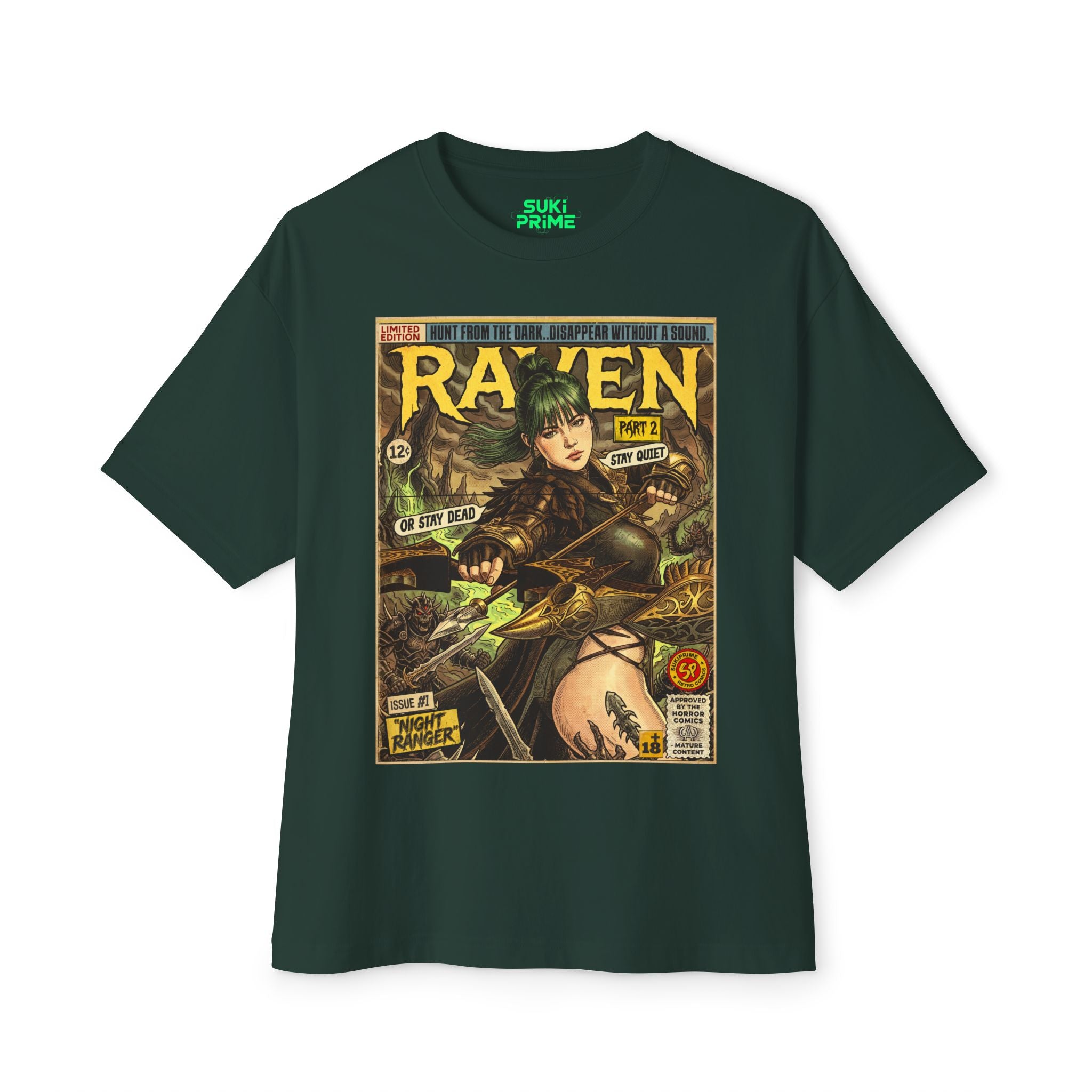 Raven 2 Night Ranger Comic Art Oversized T-Shirt