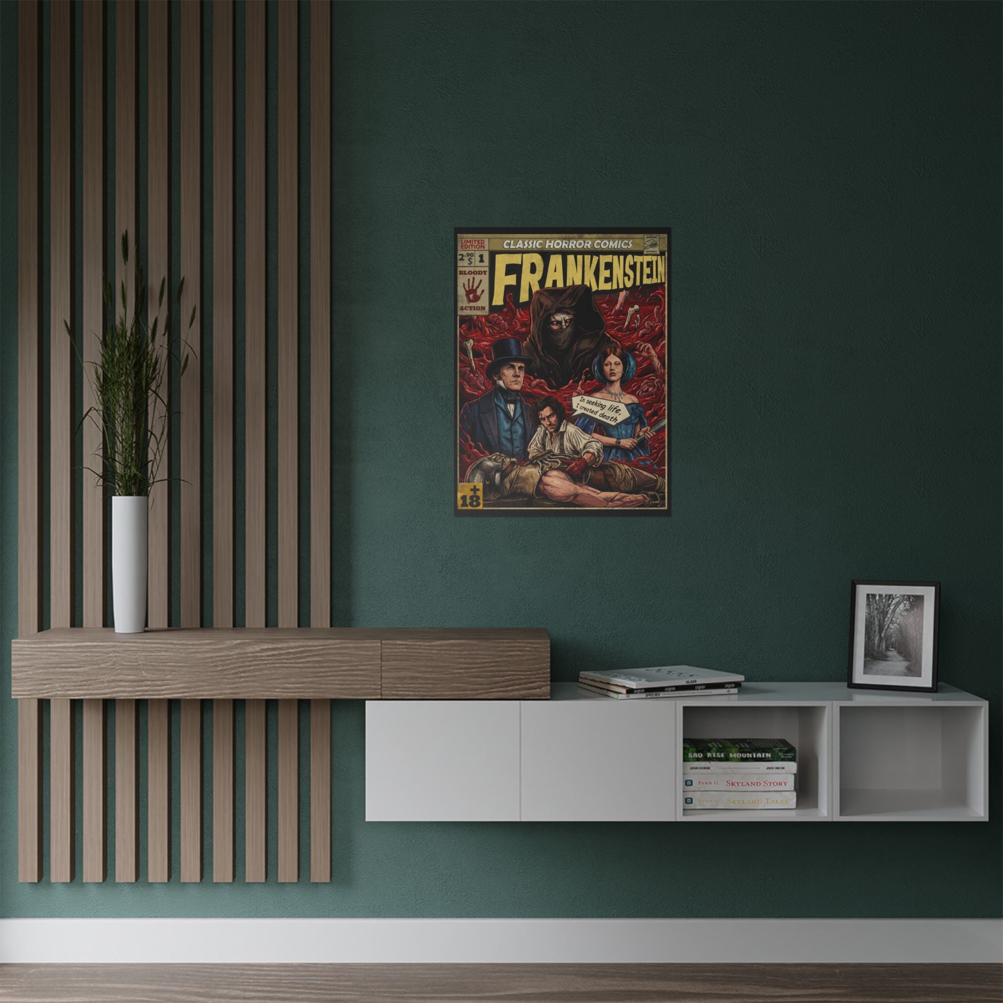 Frankenstein Movie Comic Satin Poster (300gsm) 18″ x 24″ (Vertical)
