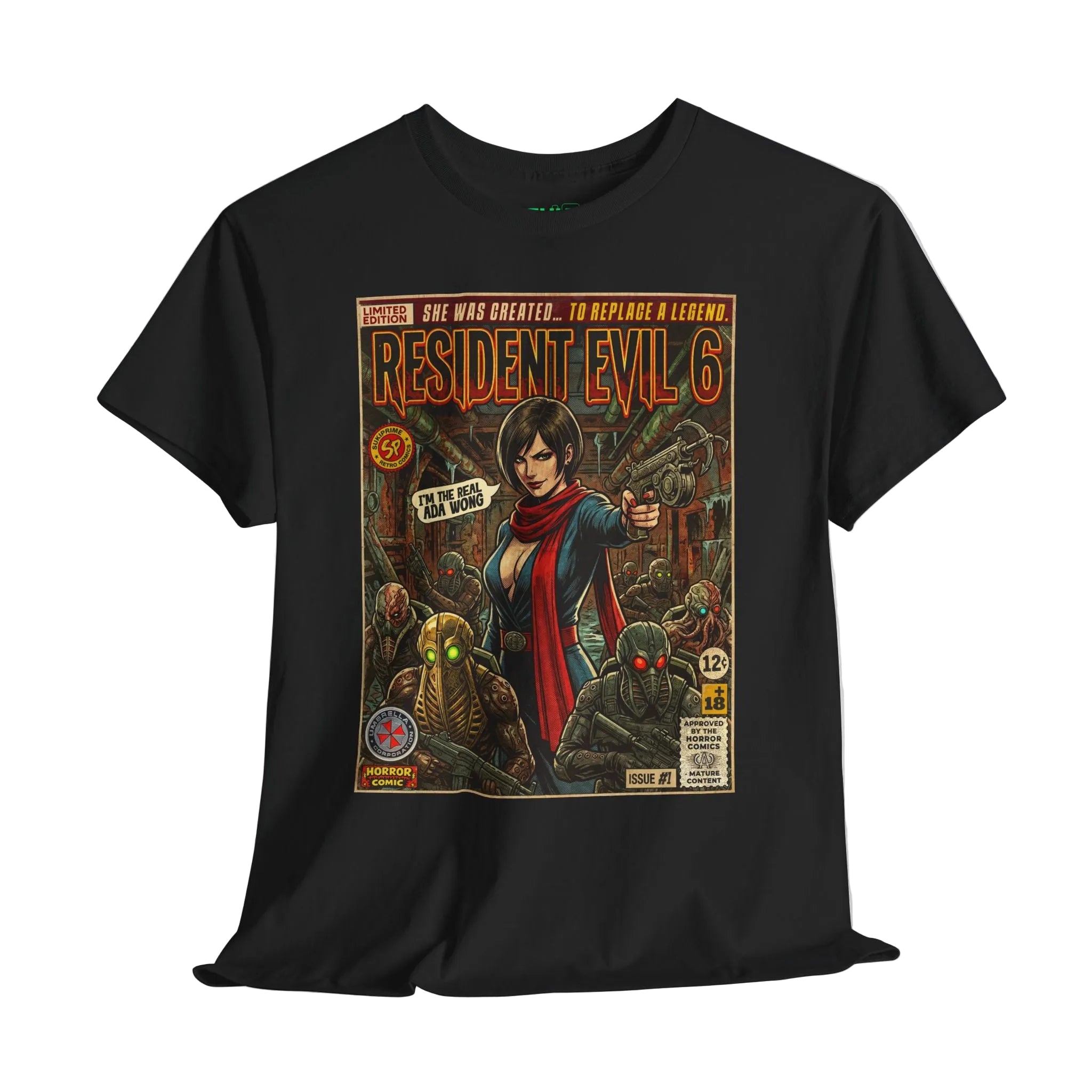Black Resident Evil 6 Comic Art T-Shirt by SukiPrime