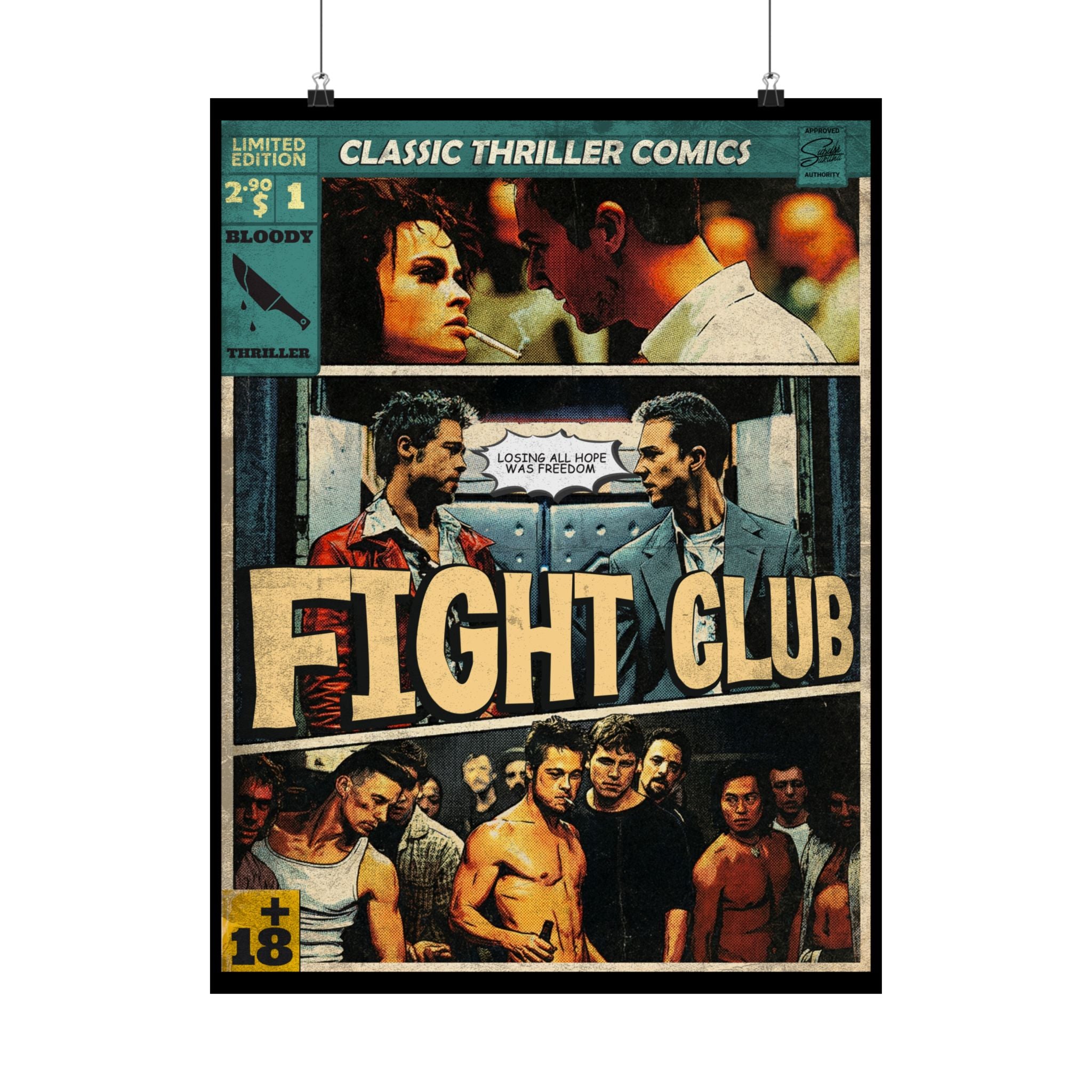 Fight Club Movie Comic Satin Poster (300gsm) 18″ x 24″ (Vertical)