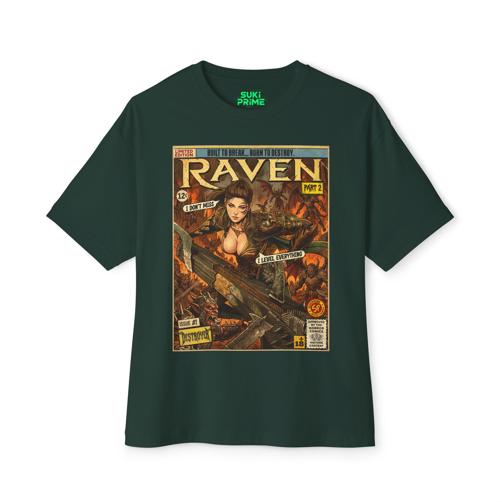 Raven 2 Destroyer Comic Art Oversized T-Shirt