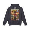 Black hoodie with 'Resident Evil' graphic design on a white background featuring retro vintage comic cover art gaming hoodie designed by SukiPrime